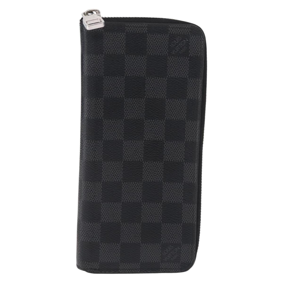 LOUIS VUITTON Damier Graphite Zippy Wallet Vertical N63095 LV Auth 208455