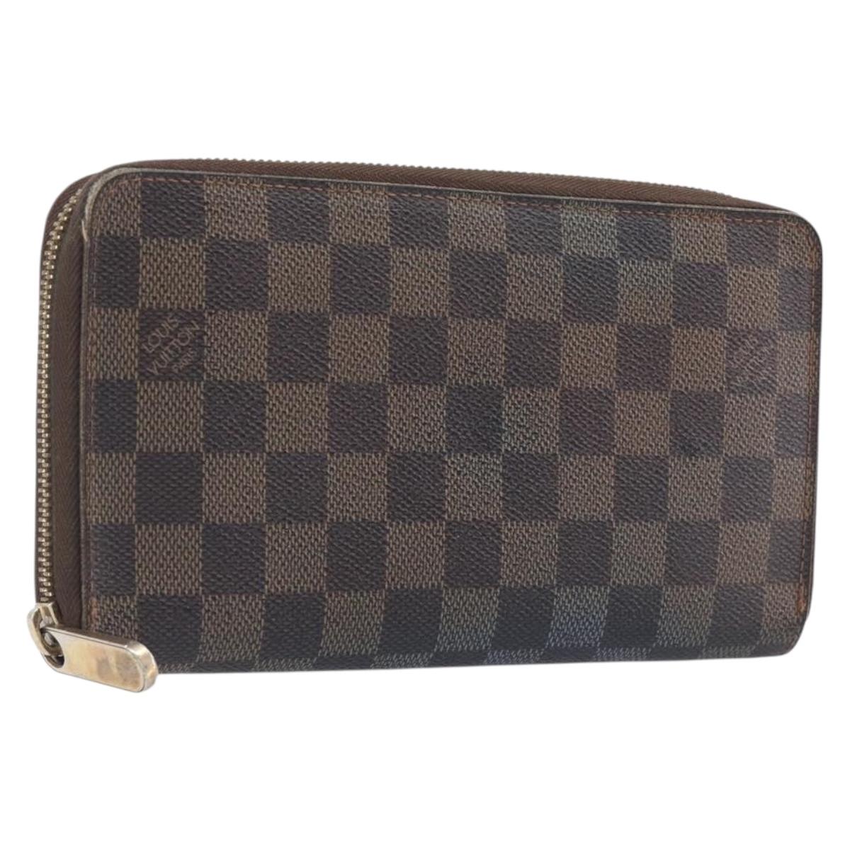 LOUIS VUITTON Damier Ebene Zippy Organizer Long Wallet N60003 LV Auth 208456