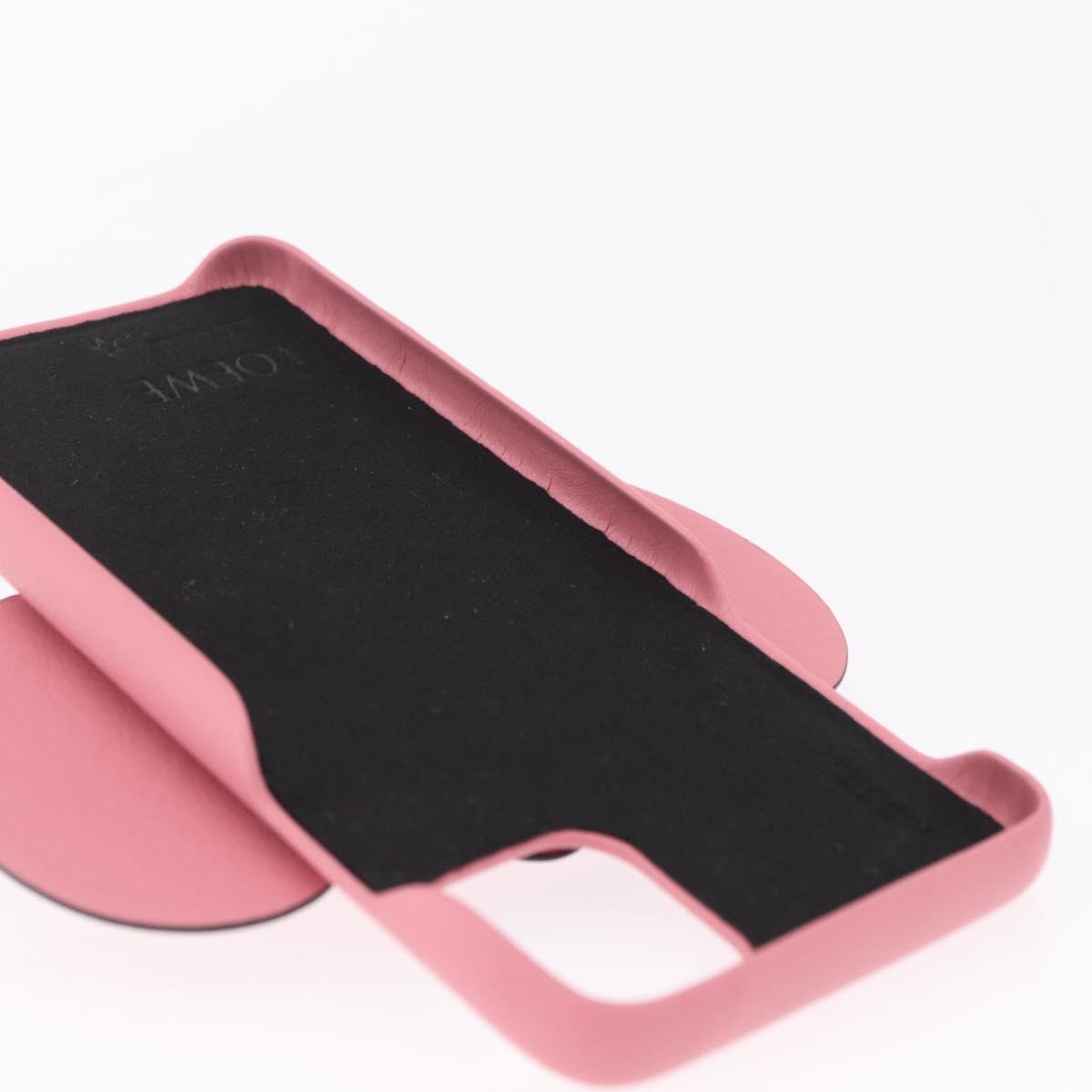 LOEWE Cell Phone Case Leather iPhone 13 Pro MAX Pink Auth 208460M