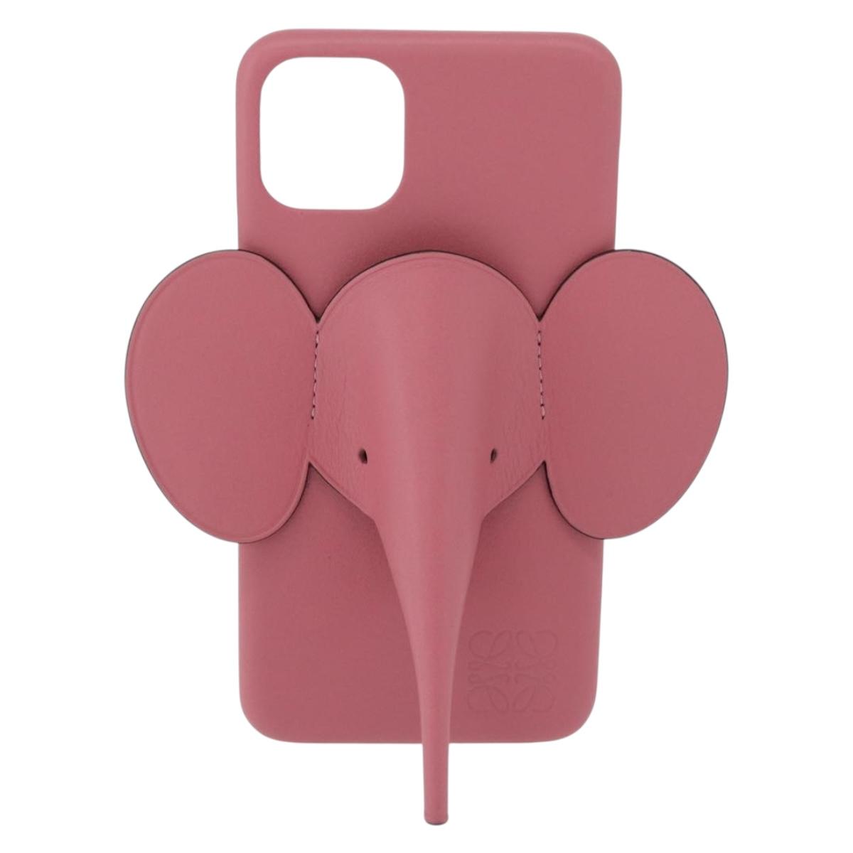 LOEWE Cell Phone Case Leather iPhone 13 Pro MAX Pink Auth 208460M