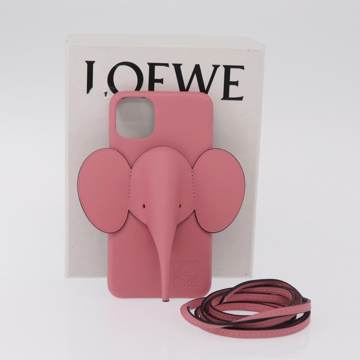 LOEWE Cell Phone Case Leather iPhone 13 Pro MAX Pink Auth 208460M