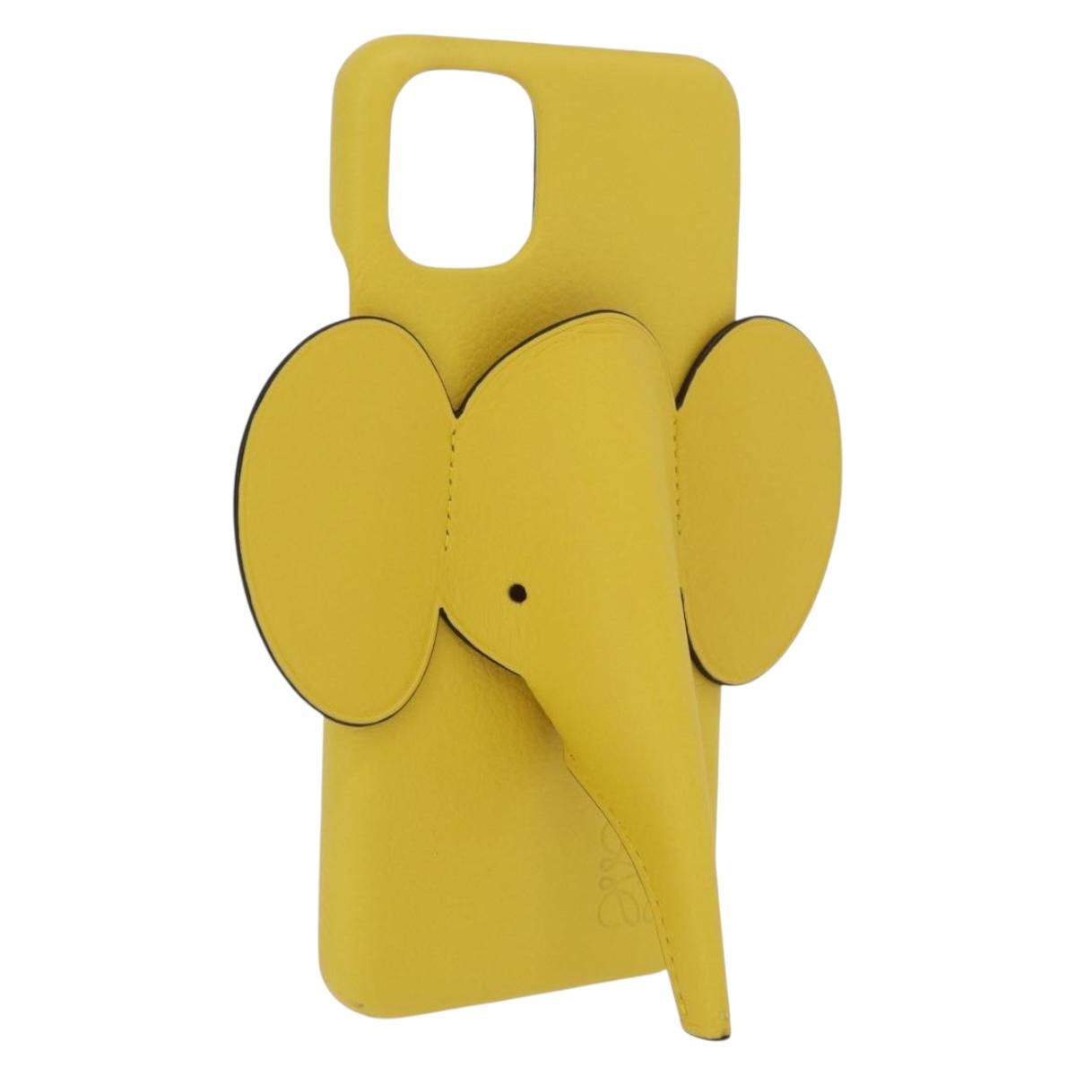 LOEWE Cell Phone Case Leather iPhone 13 Pro MAX Yellow Auth 208461M
