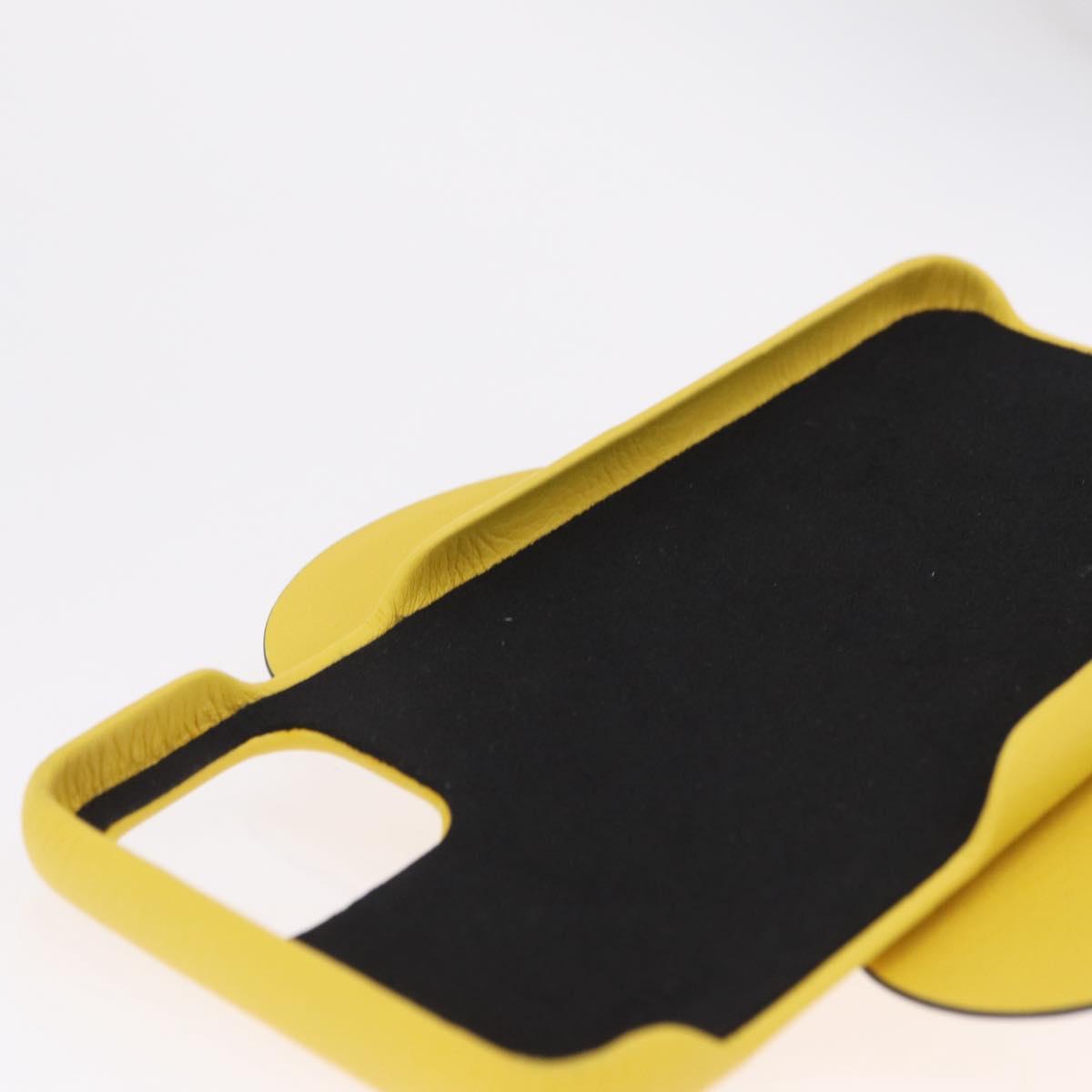 LOEWE Cell Phone Case Leather iPhone 13 Pro MAX Yellow Auth 208461M