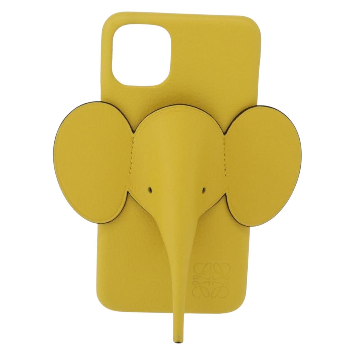 LOEWE Cell Phone Case Leather iPhone 13 Pro MAX Yellow Auth 208461M