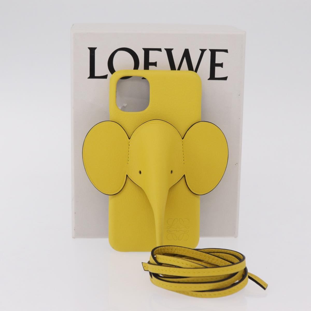 LOEWE Cell Phone Case Leather iPhone 13 Pro MAX Yellow Auth 208461M
