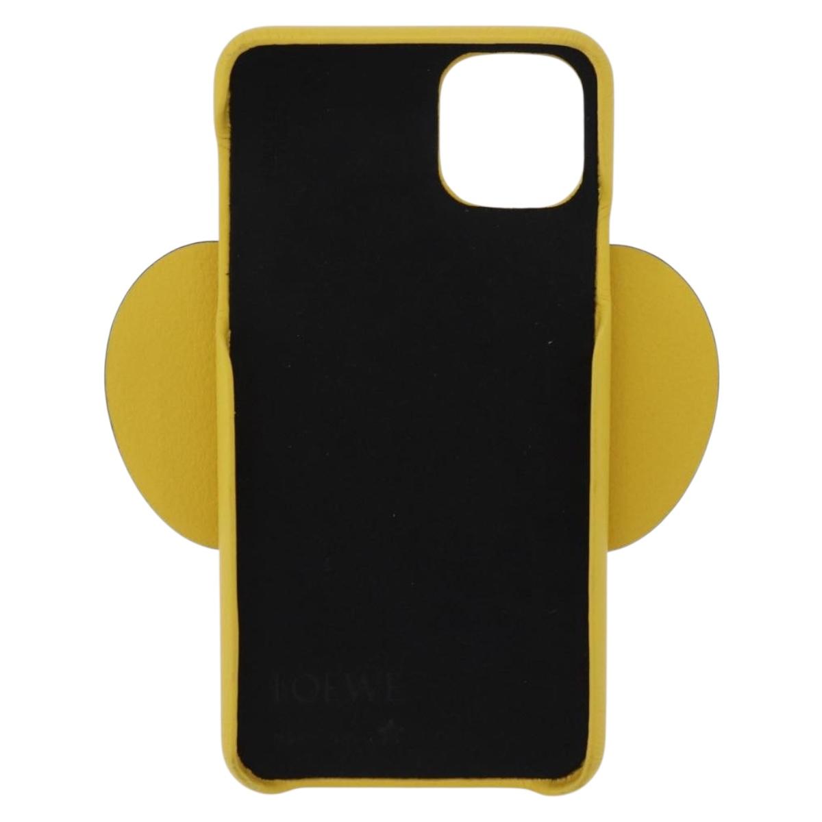 LOEWE Cell Phone Case Leather iPhone 13 Pro MAX Yellow Auth 208461M
