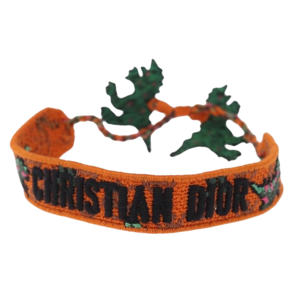 Christian Dior Bracelet Canvas Orange Auth 208462