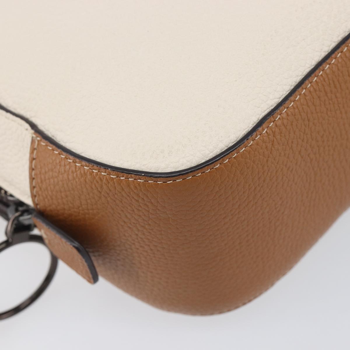 Coach Shoulder Bag Leather White Auth 208471A