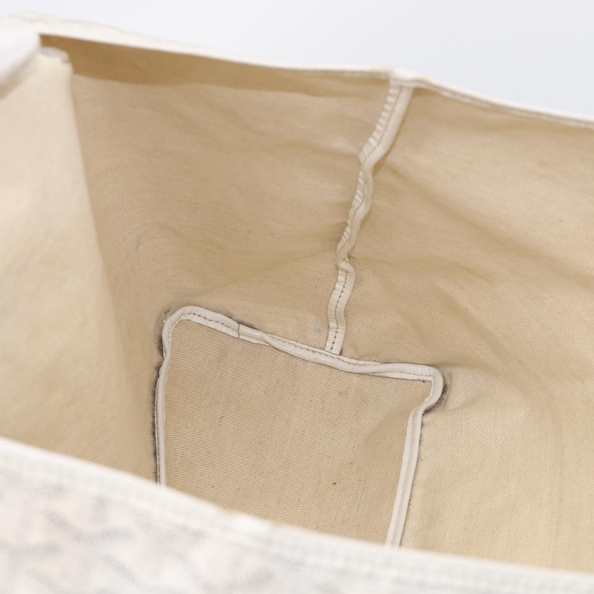 Goyard Herringbone Saint Louis PM Tote Bag PVC White Silver Auth 208478