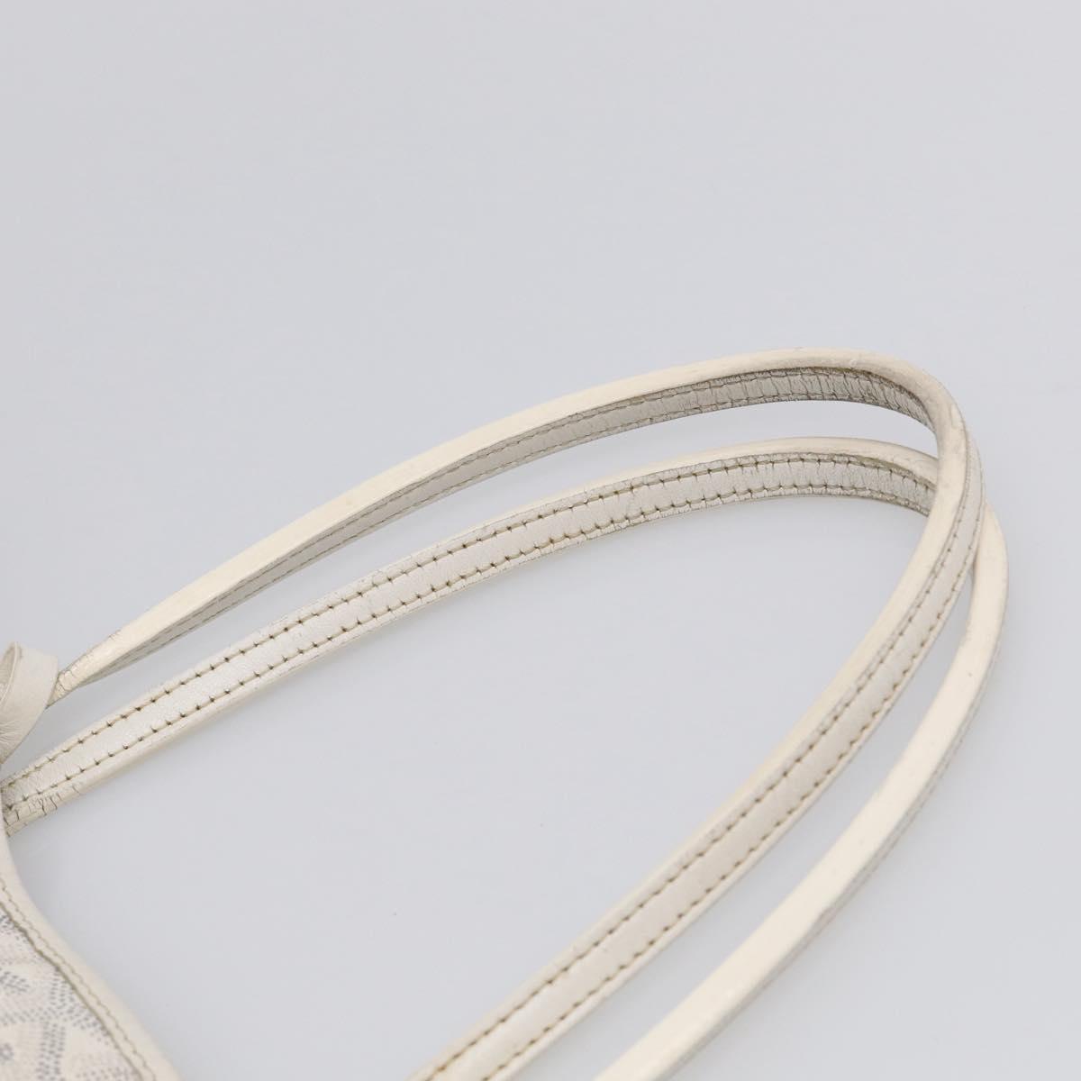 Goyard Herringbone Saint Louis PM Tote Bag PVC White Silver Auth 208478