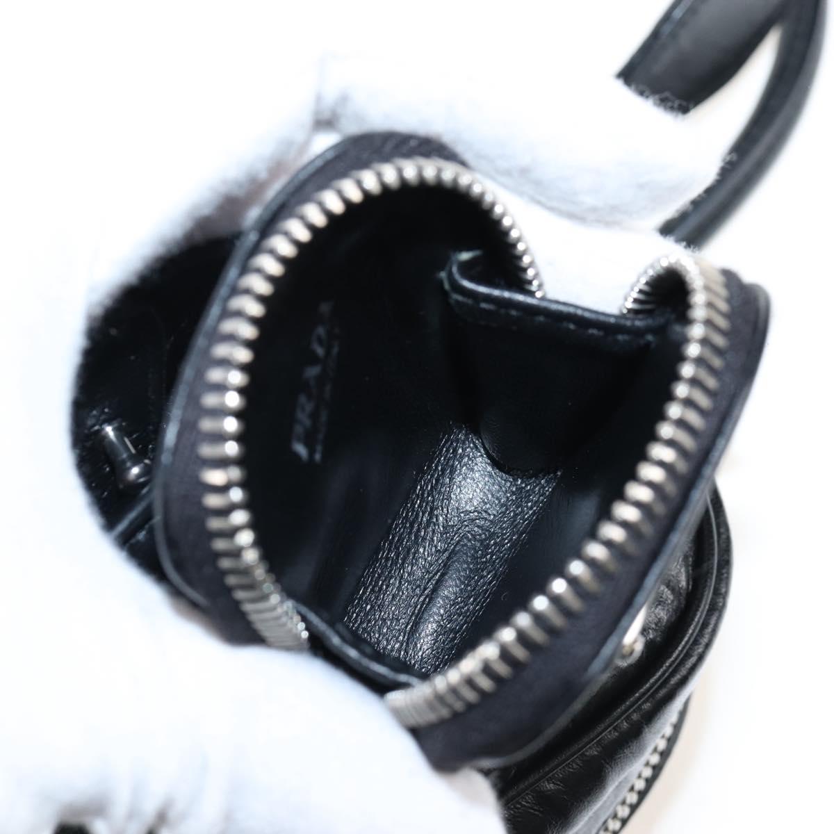 PRADA Hand Bag Leather 2way Black Silver Auth 208497SAM