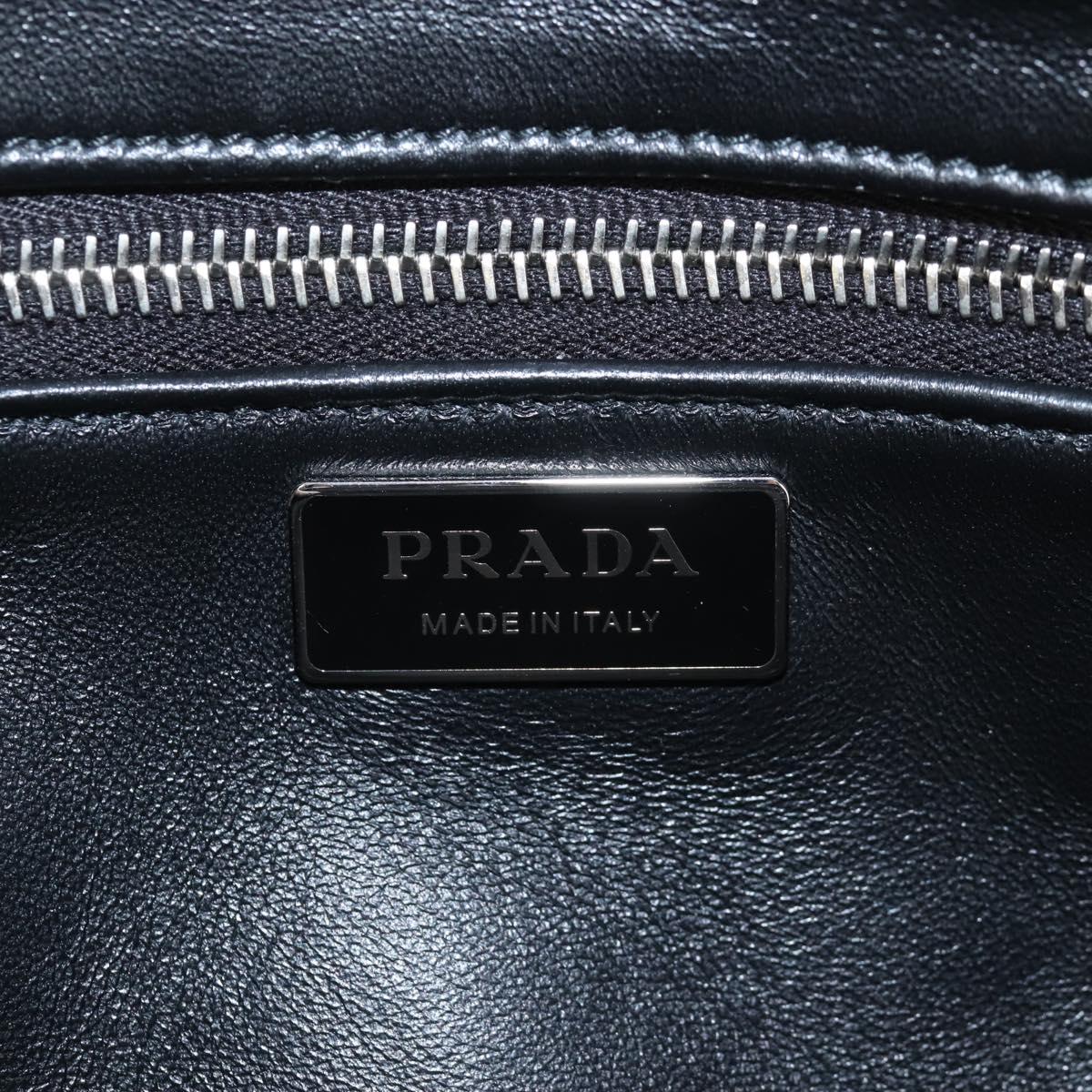 PRADA Hand Bag Leather 2way Black Silver Auth 208497SAM