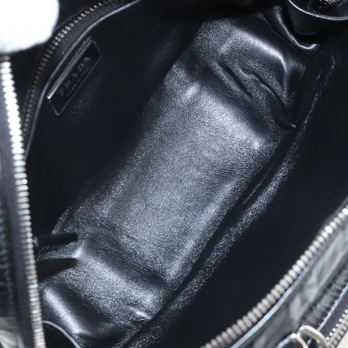 PRADA Hand Bag Leather 2way Black Silver Auth 208497SAM