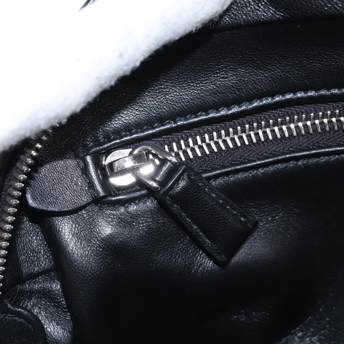 PRADA Hand Bag Leather 2way Black Silver Auth 208497SAM