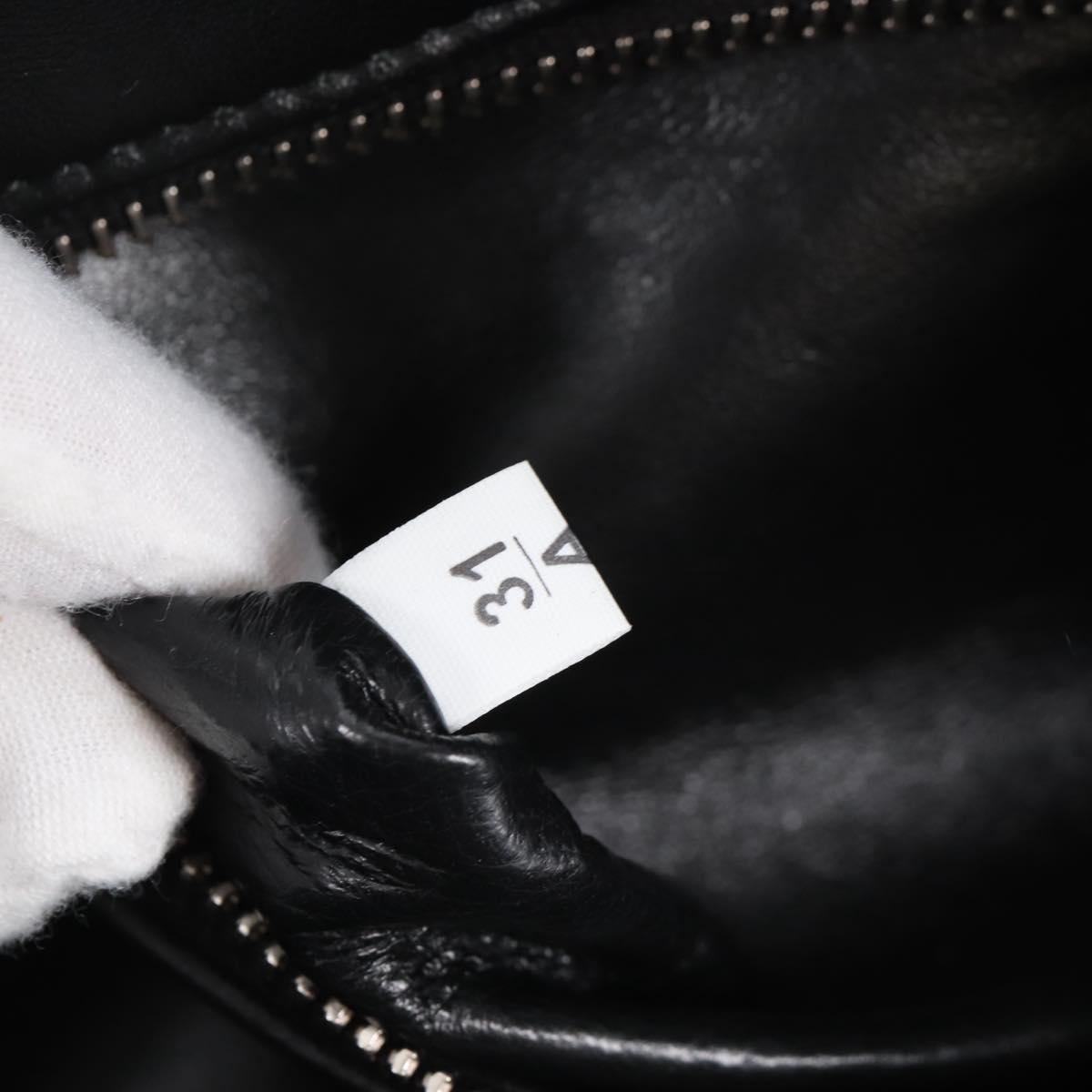 PRADA Hand Bag Leather 2way Black Silver Auth 208497SAM