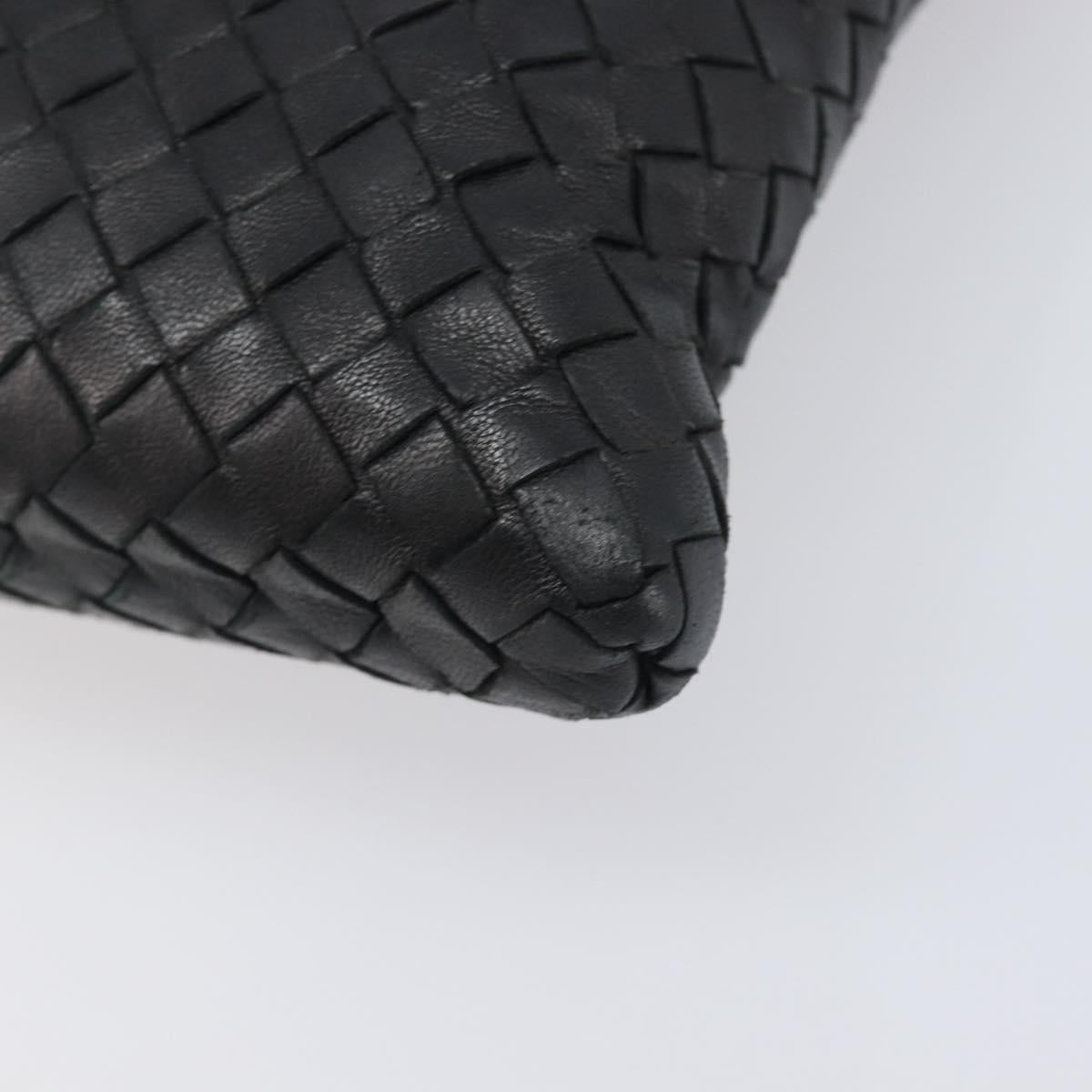 Bottega Veneta INTRECCIATO Shoulder Bag Leather Black Auth 208503V