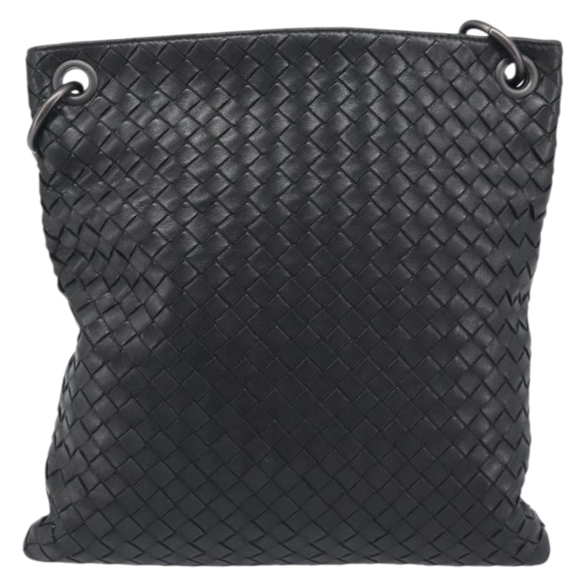 Bottega Veneta INTRECCIATO Shoulder Bag Leather Black Auth 208503V