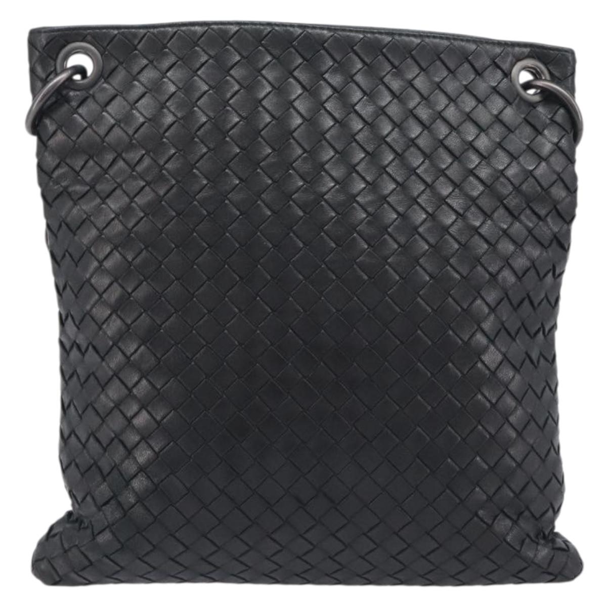 Bottega Veneta INTRECCIATO Shoulder Bag Leather Black Auth 208503V