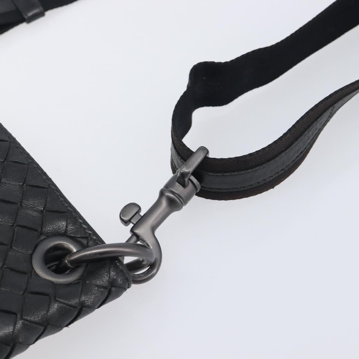 Bottega Veneta INTRECCIATO Shoulder Bag Leather Black Auth 208503V