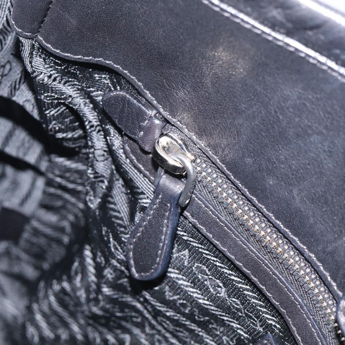 PRADA Shoulder Bag Leather Black Silver Auth 208520V