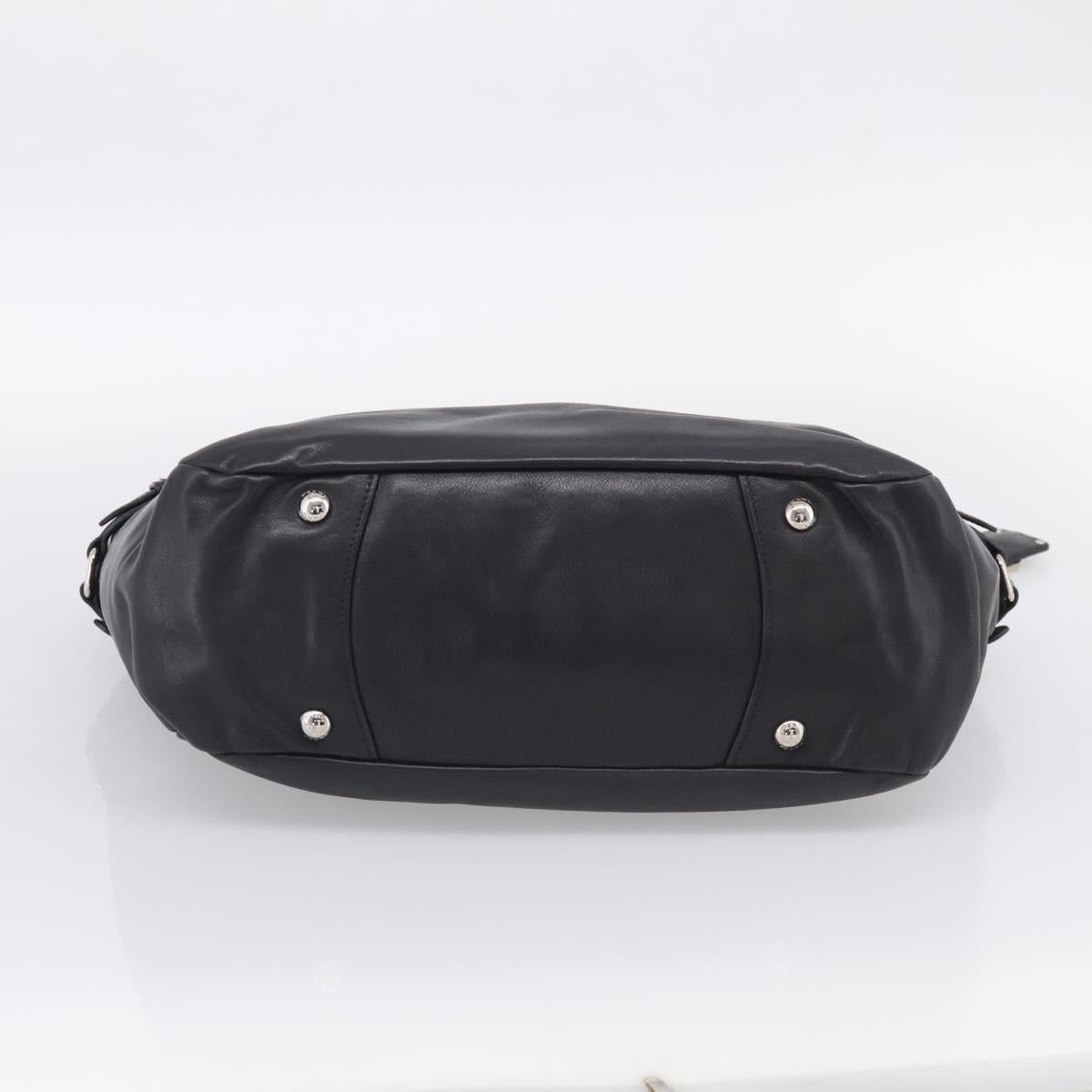 PRADA Shoulder Bag Leather Black Silver Auth 208520V