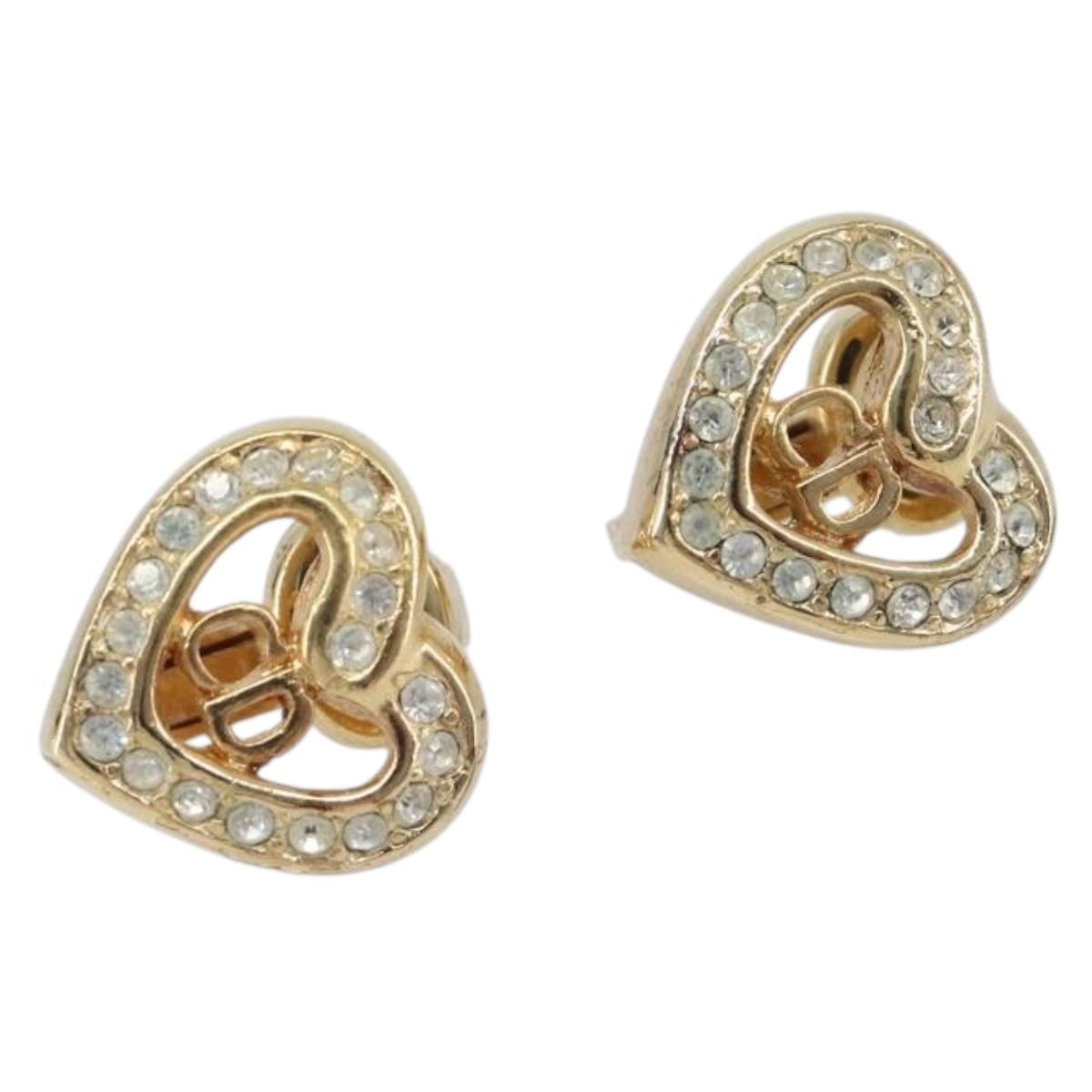 Christian Dior Earring Metal Gold Tone Auth 208528V