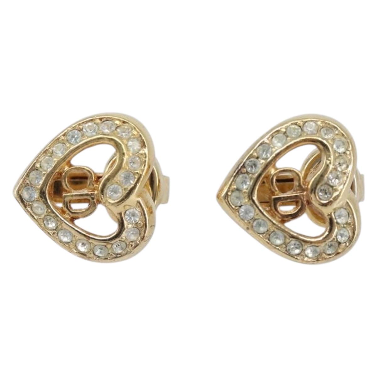 Christian Dior Earring Metal Gold Tone Auth 208528V