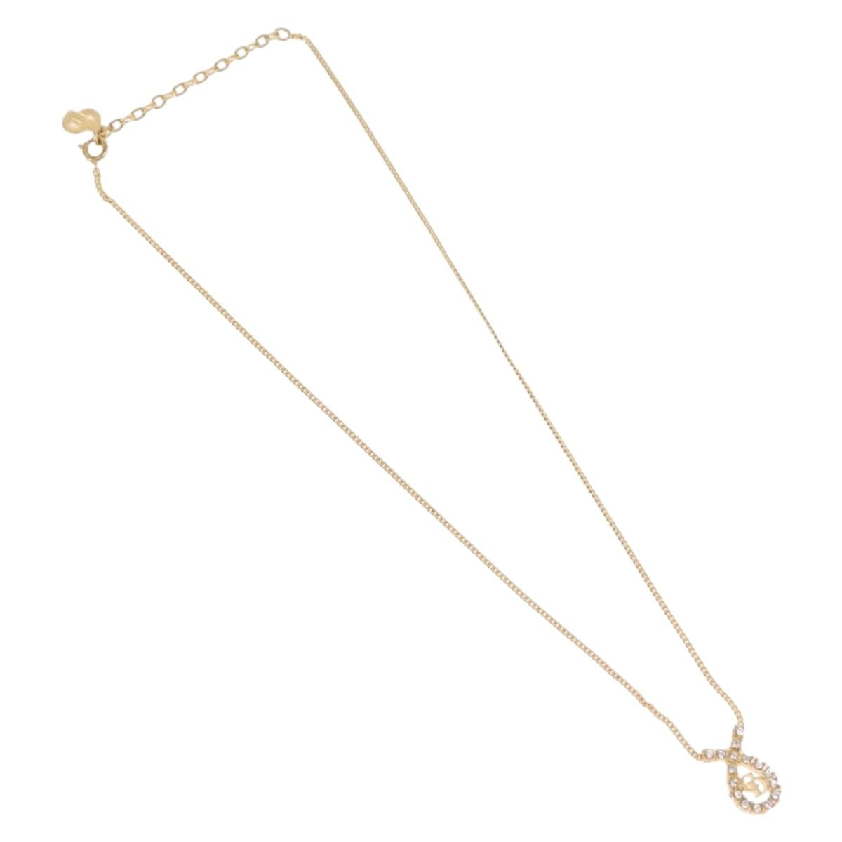 Christian Dior Necklace Metal Gold Tone Auth 208529V