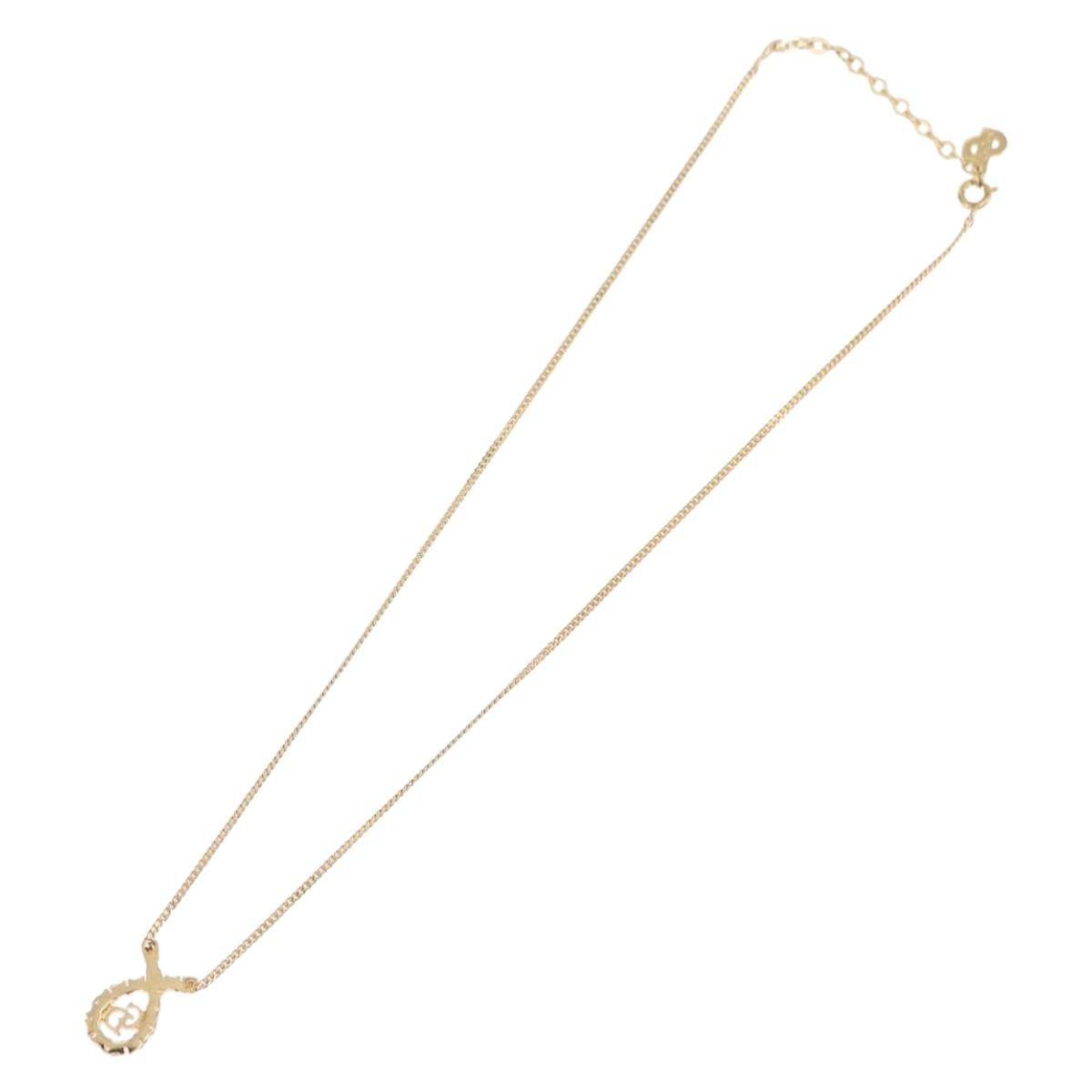 Christian Dior Necklace Metal Gold Tone Auth 208529V