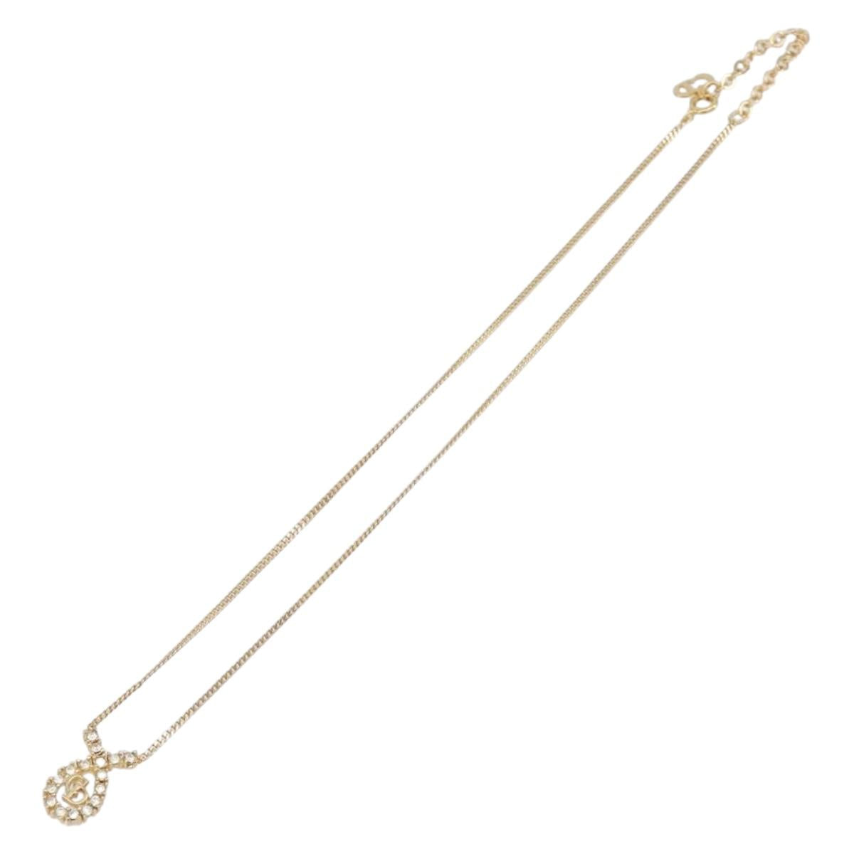 Christian Dior Necklace Metal Gold Tone Auth 208530