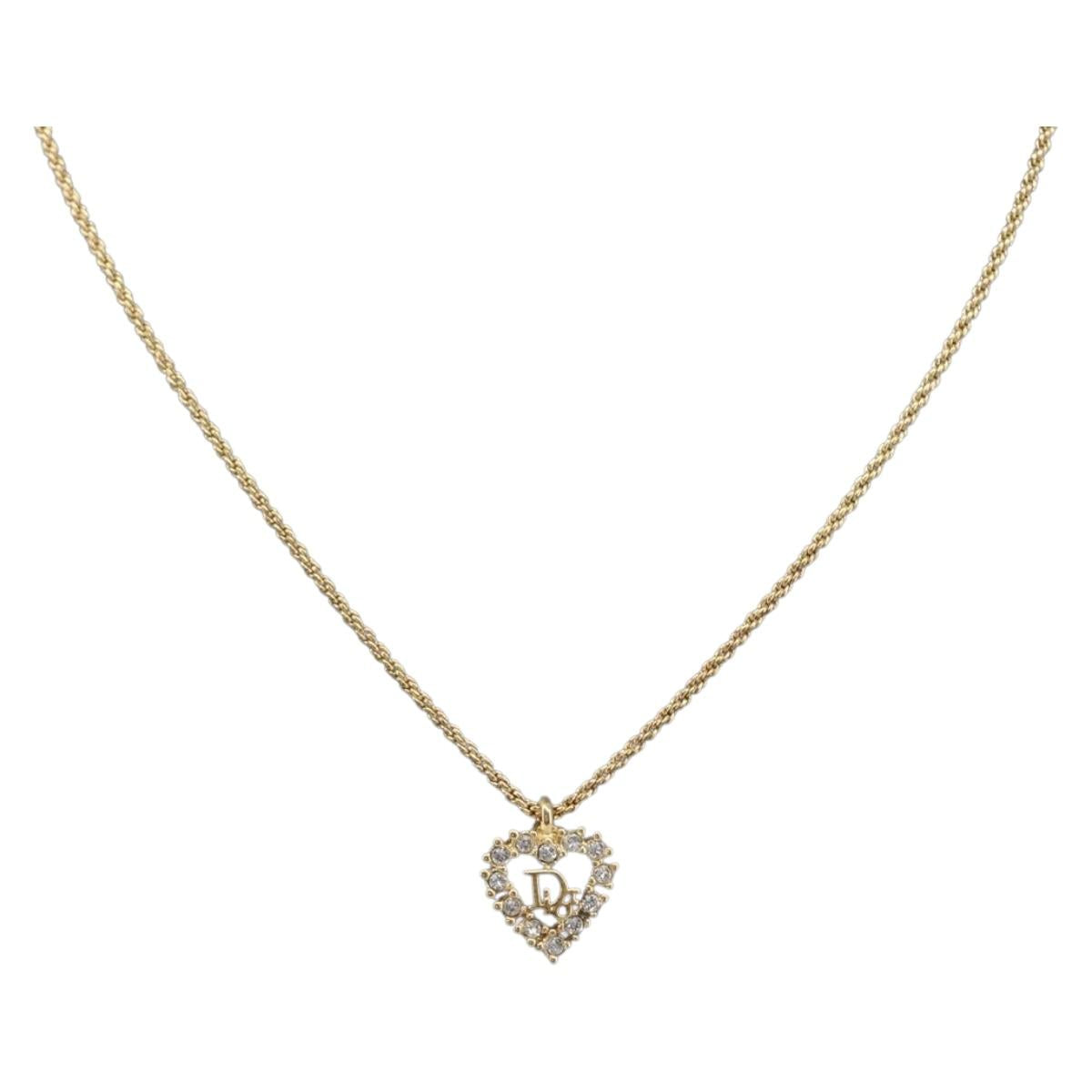 Christian Dior Necklace Metal Gold Tone Auth 208531V