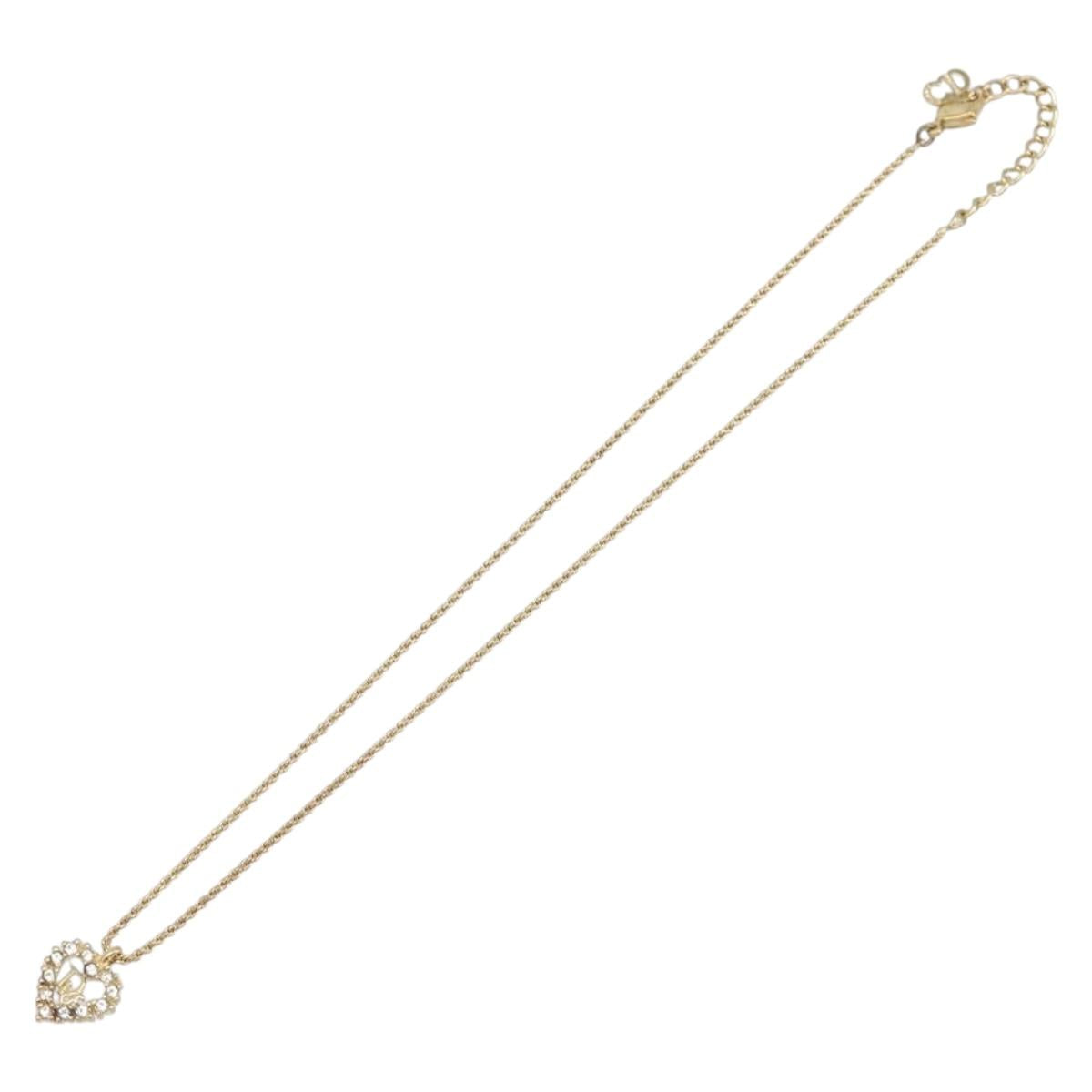 Christian Dior Necklace Metal Gold Tone Auth 208531V
