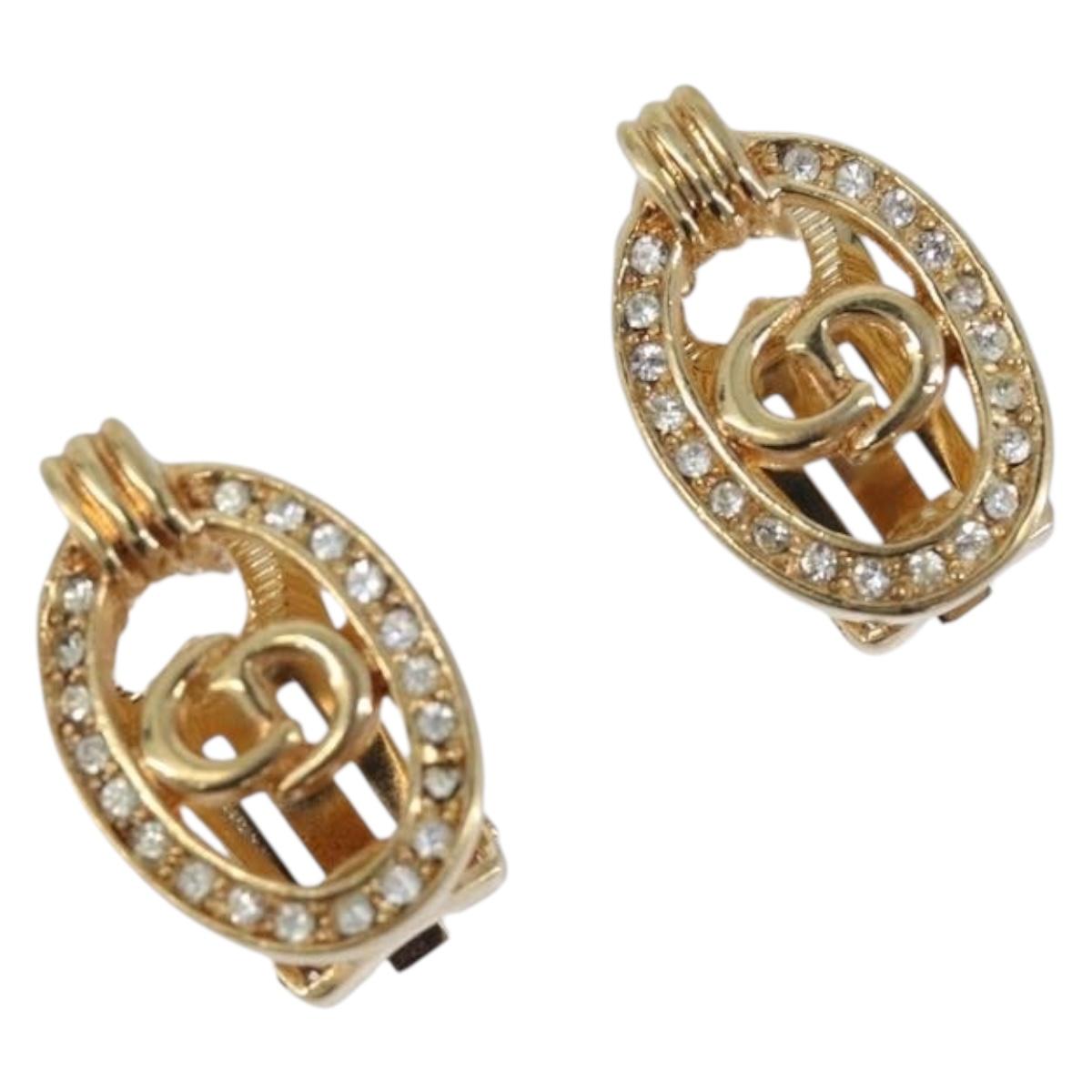 Christian Dior Earring Metal Gold Tone Auth 208532V