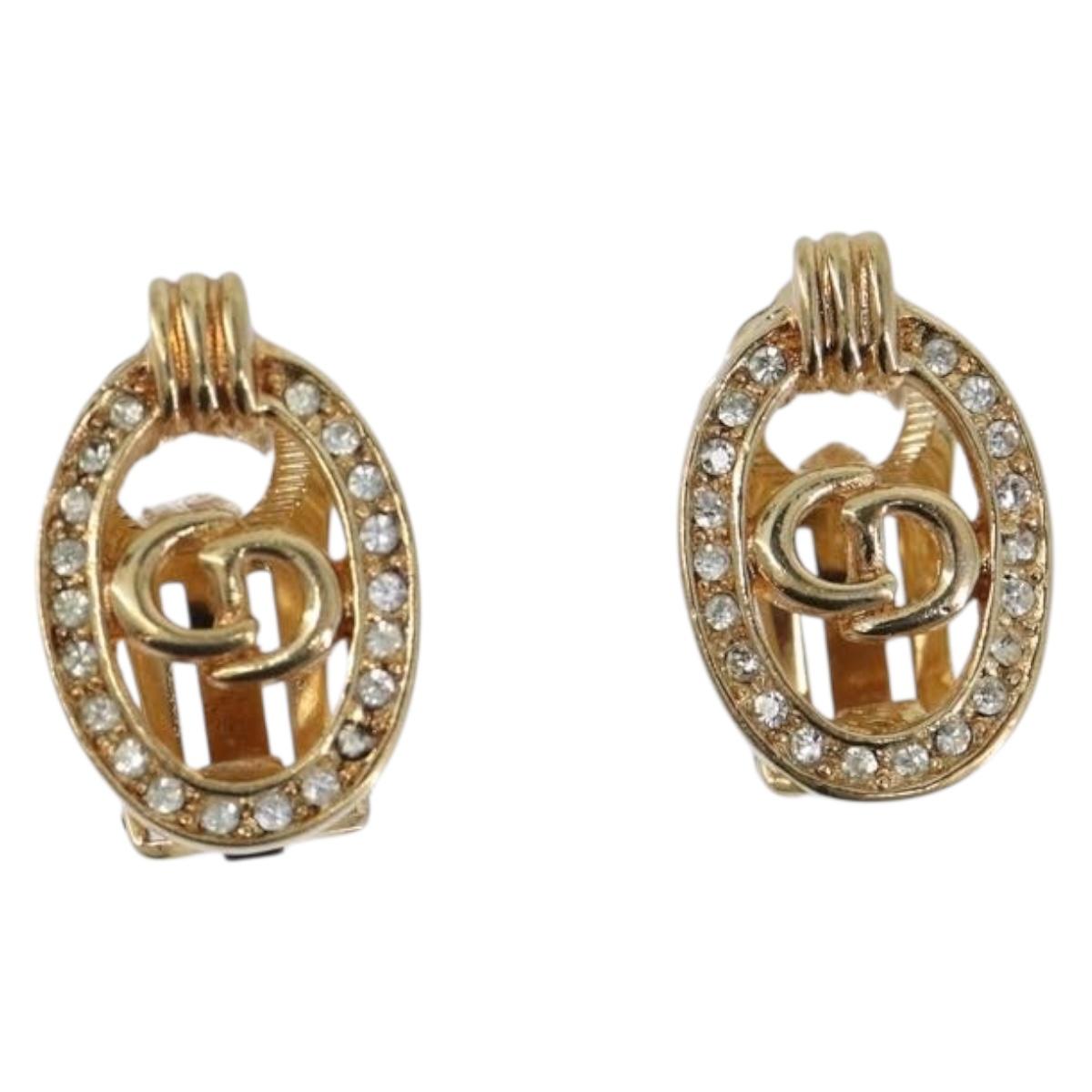 Christian Dior Earring Metal Gold Tone Auth 208532V