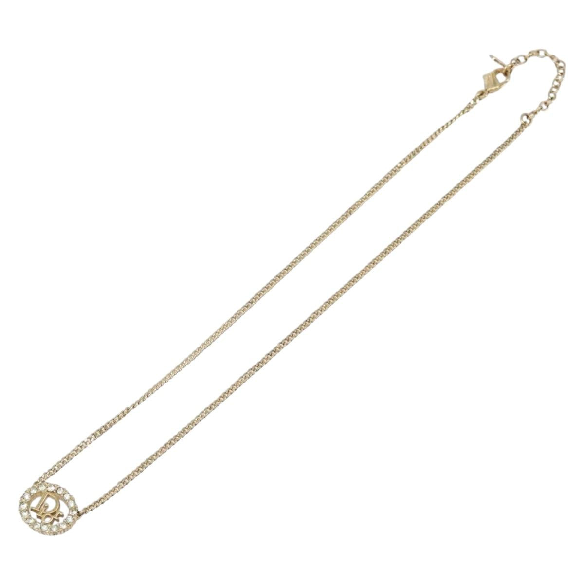 Christian Dior Necklace Metal Gold Tone Auth 208534