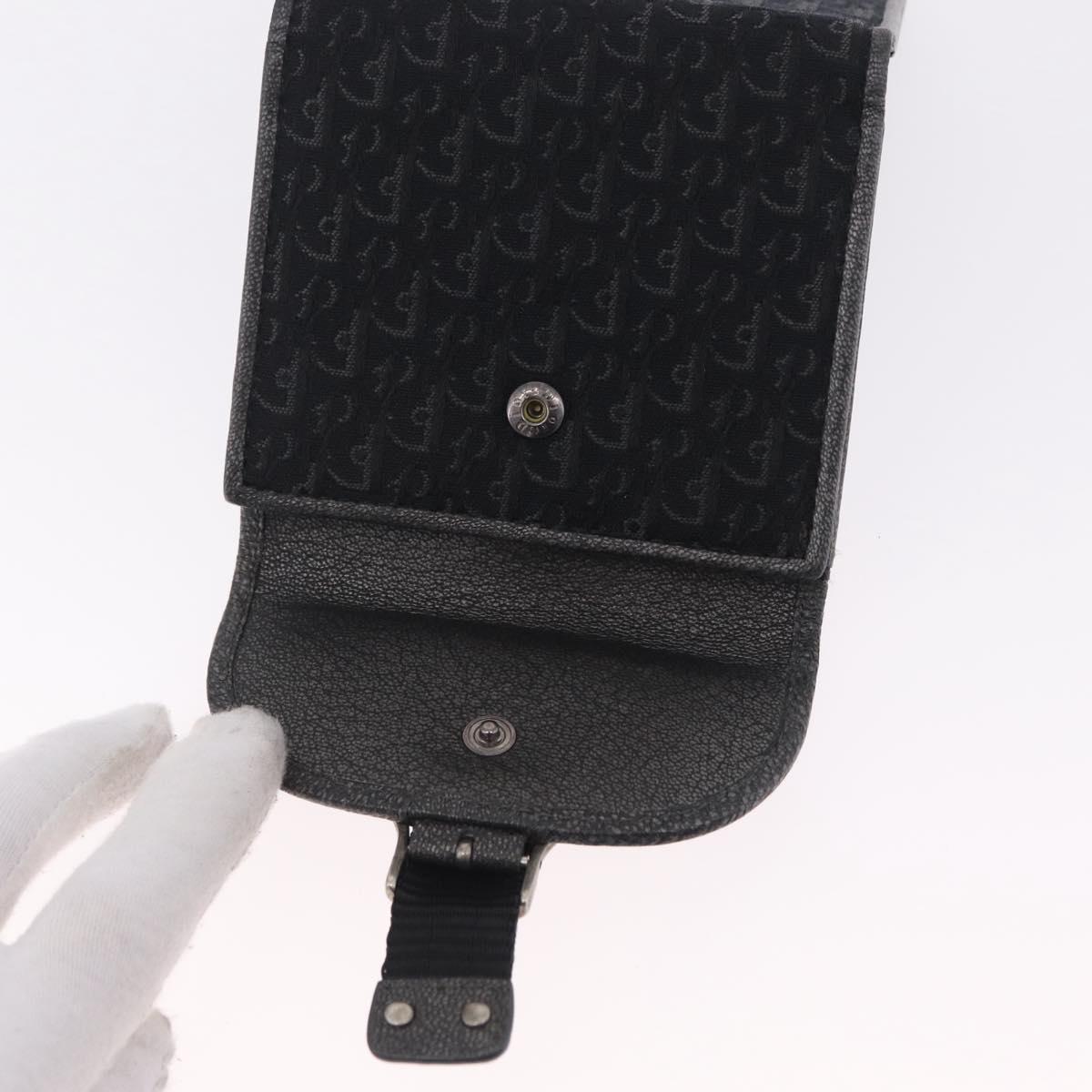 Christian Dior Trotter Canvas Wallet Black Silver Auth 208541V