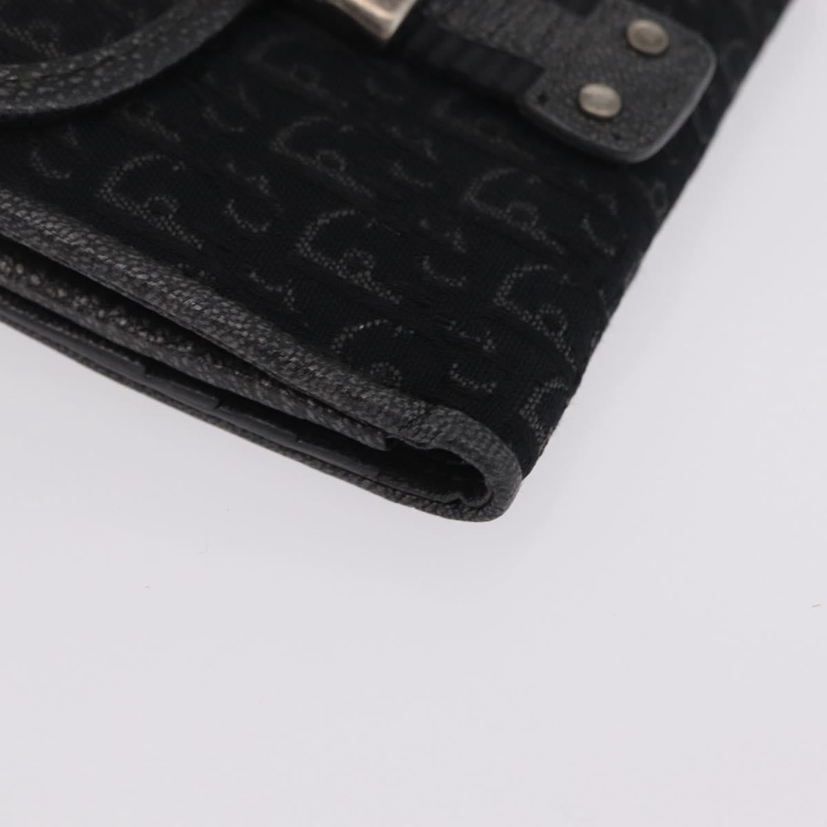 Christian Dior Trotter Canvas Wallet Black Silver Auth 208541V