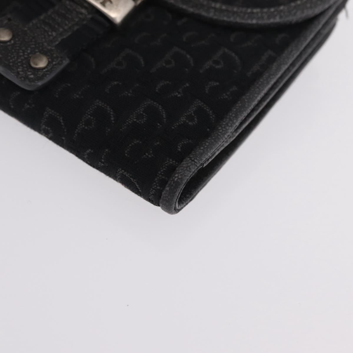 Christian Dior Trotter Canvas Wallet Black Silver Auth 208541V