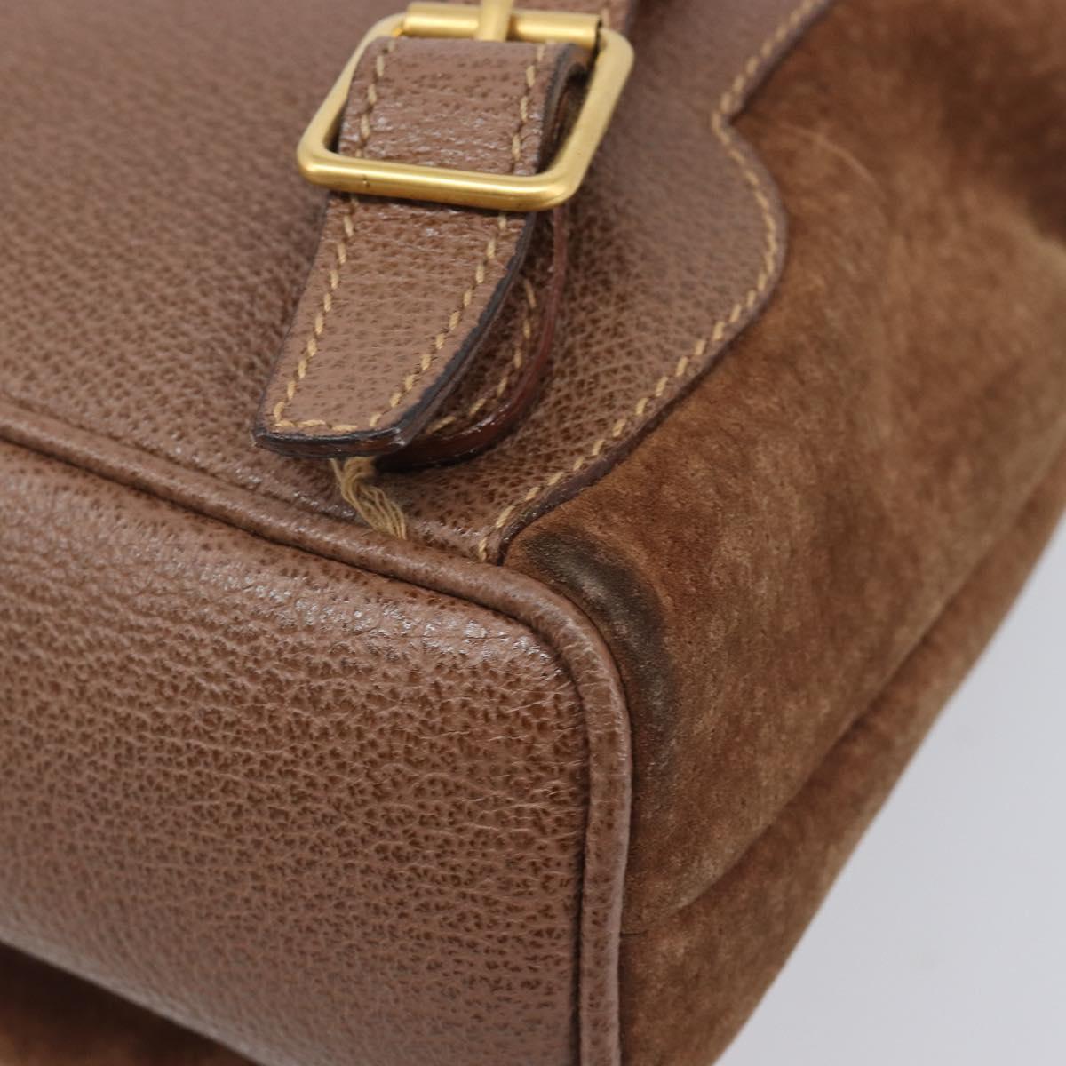 GUCCI Bamboo Backpack Suede Brown Gold Tone 003 1998 0030 Auth 208542
