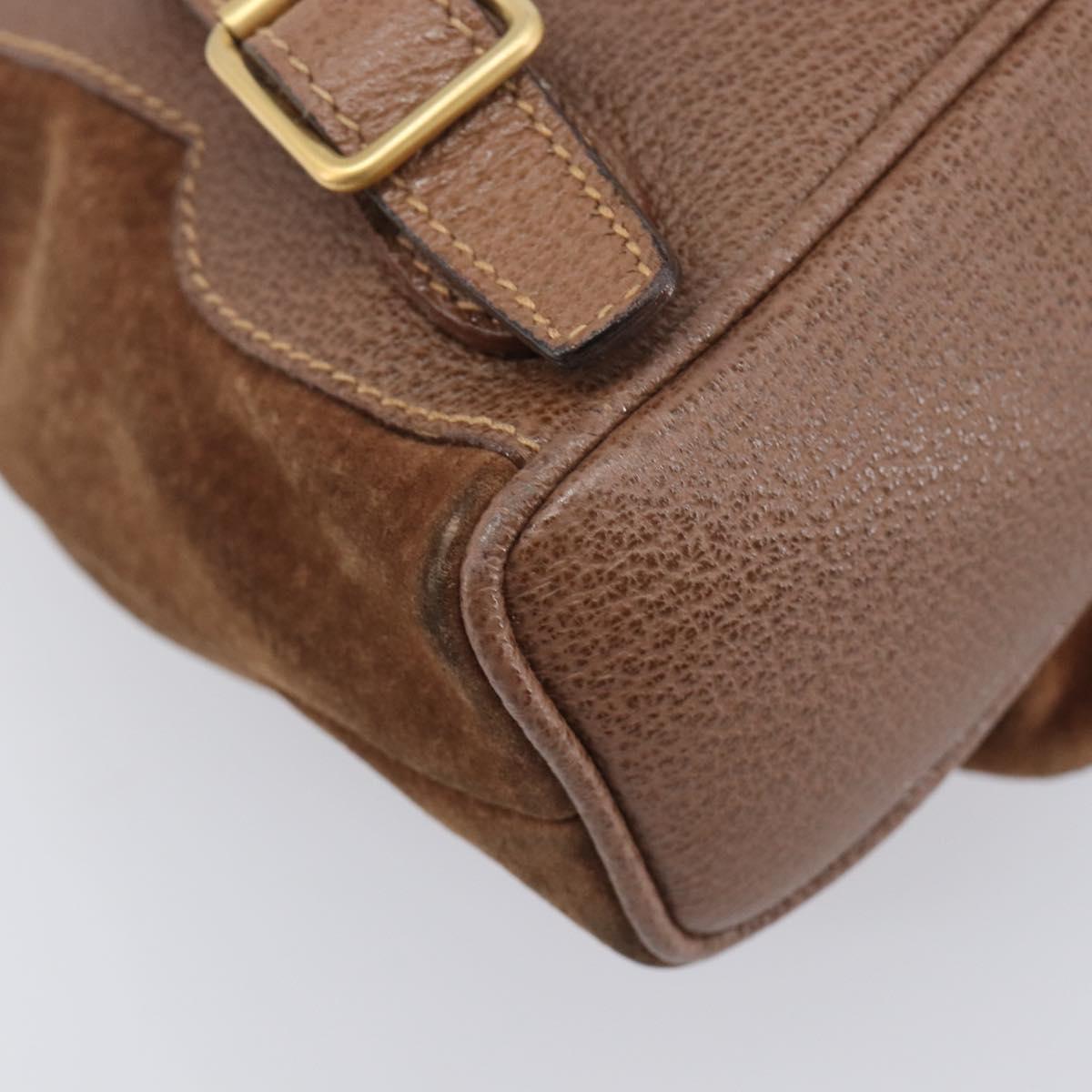 GUCCI Bamboo Backpack Suede Brown Gold Tone 003 1998 0030 Auth 208542