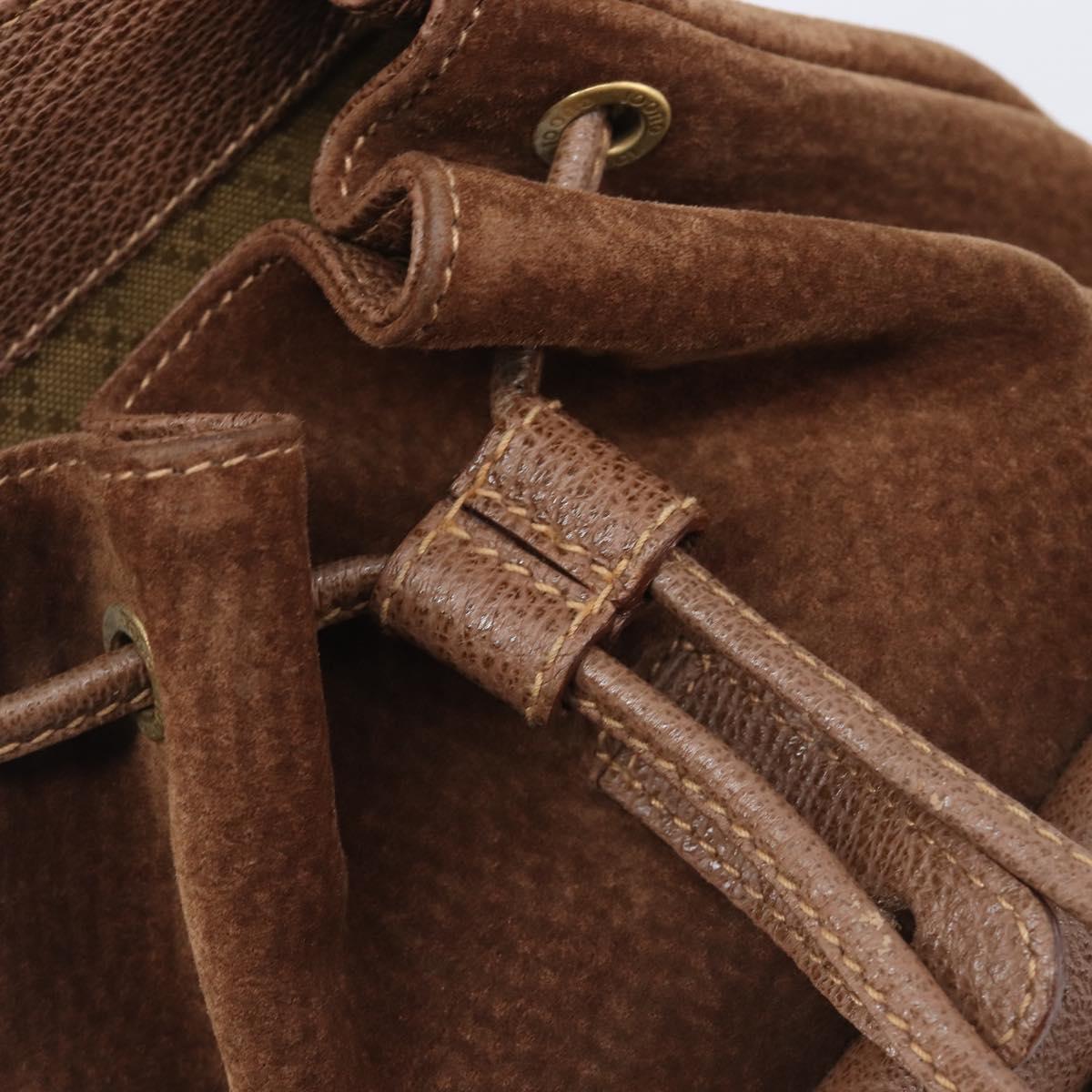 GUCCI Bamboo Backpack Suede Brown Gold Tone 003 1998 0030 Auth 208542