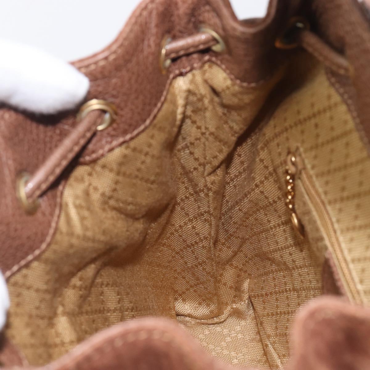 GUCCI Bamboo Backpack Suede Brown Gold Tone 003 1998 0030 Auth 208542