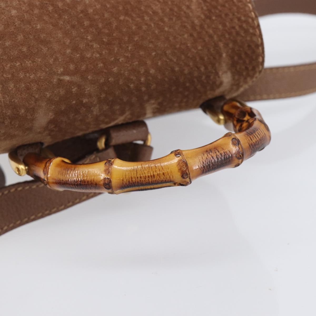 GUCCI Bamboo Backpack Suede Brown Gold Tone 003 1998 0030 Auth 208542