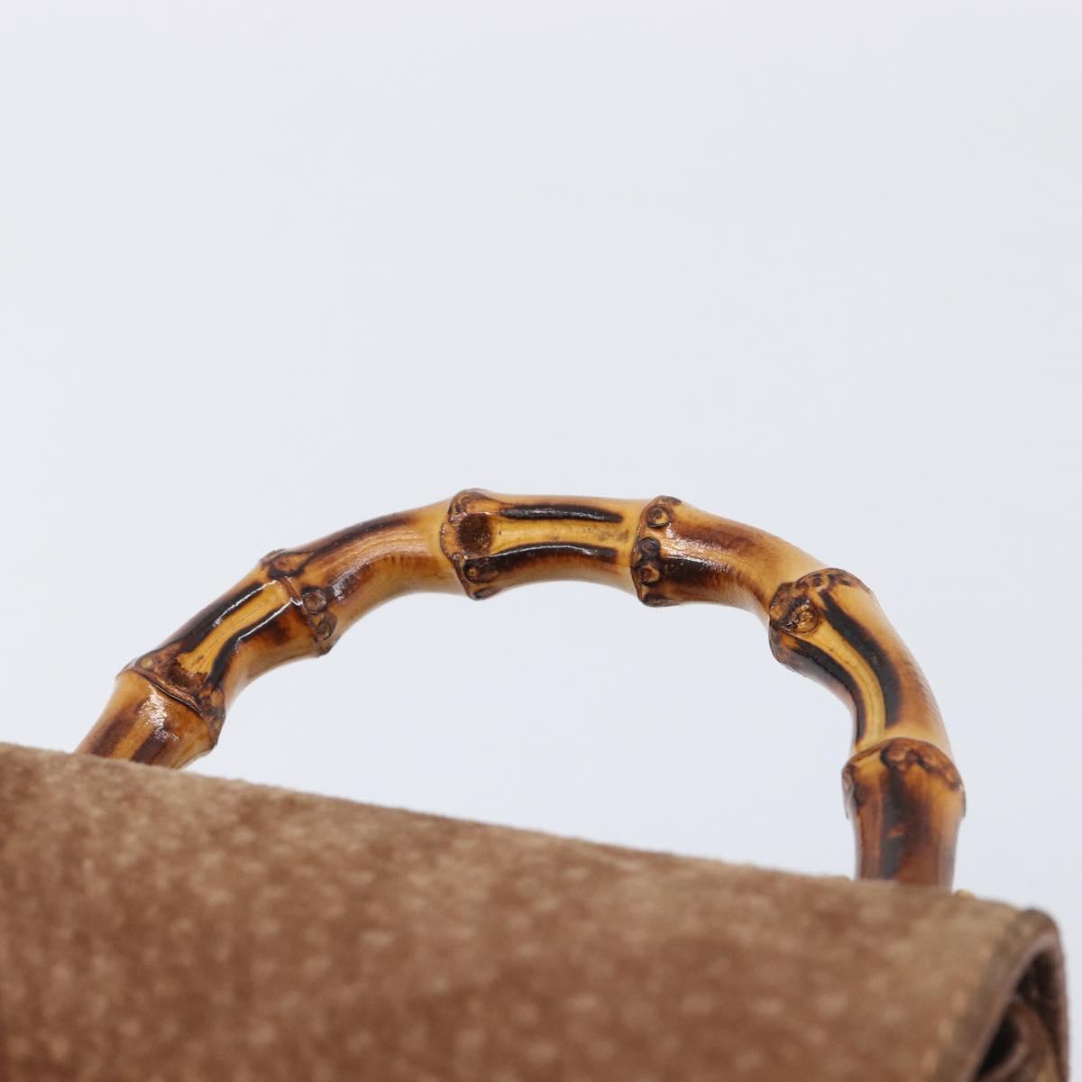 GUCCI Bamboo Backpack Suede Brown Gold Tone 003 1998 0030 Auth 208542