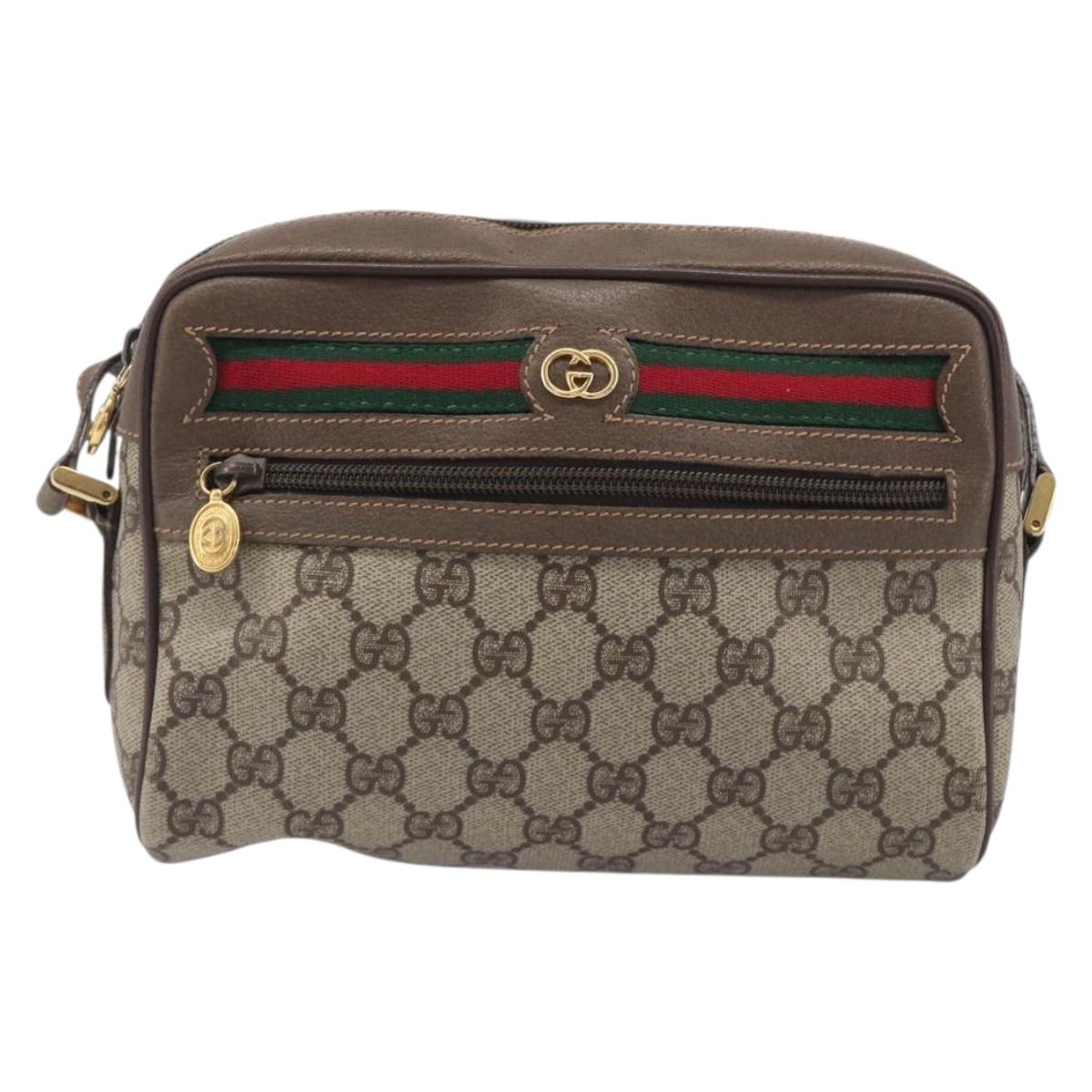 GUCCI GG Supreme Web Sherry Line Shoulder Bag PVC 001 115 6655 Auth 208543A