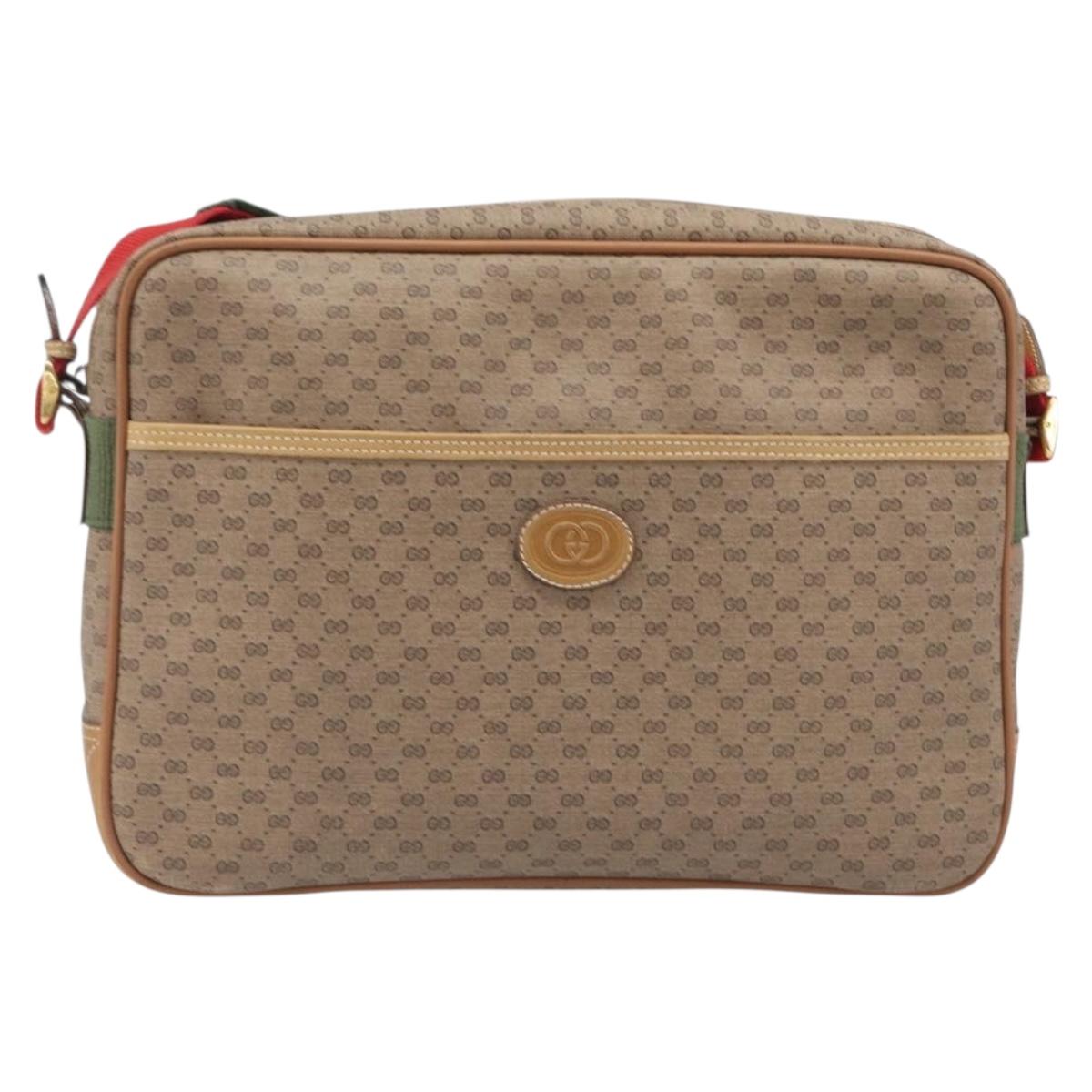 GUCCI Micro GG Web Sherry Line Shoulder Bag PVC Beige 019 43 0107 Auth 208544A