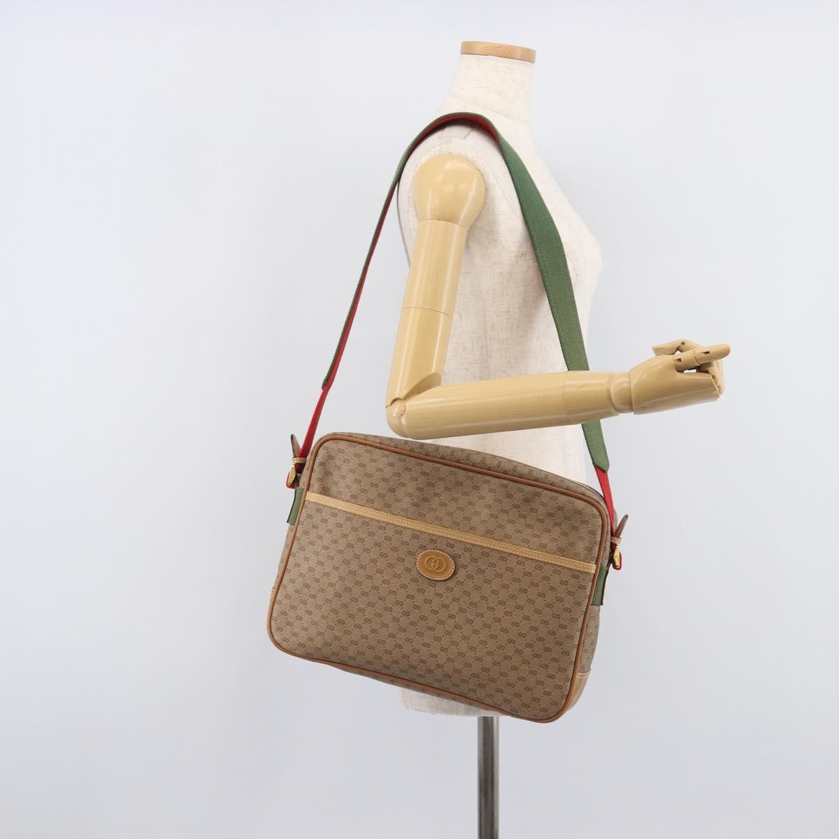 GUCCI Micro GG Web Sherry Line Shoulder Bag PVC Beige 019 43 0107 Auth 208544A