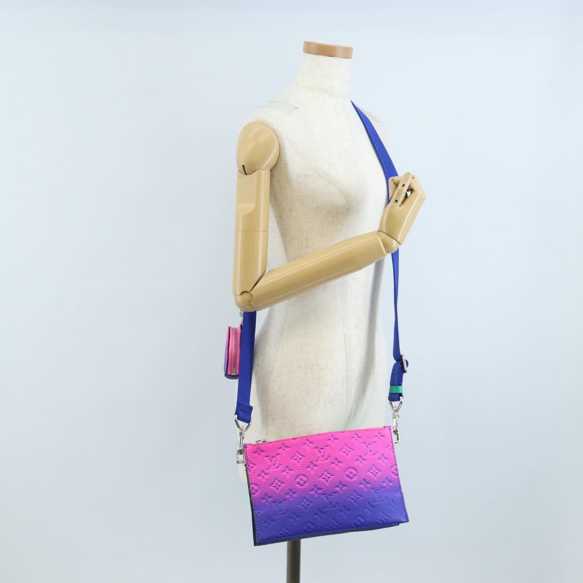 LOUIS VUITTON Taurillon Clemence Illusion Trio Pouch NM M59680 Auth 208551SM