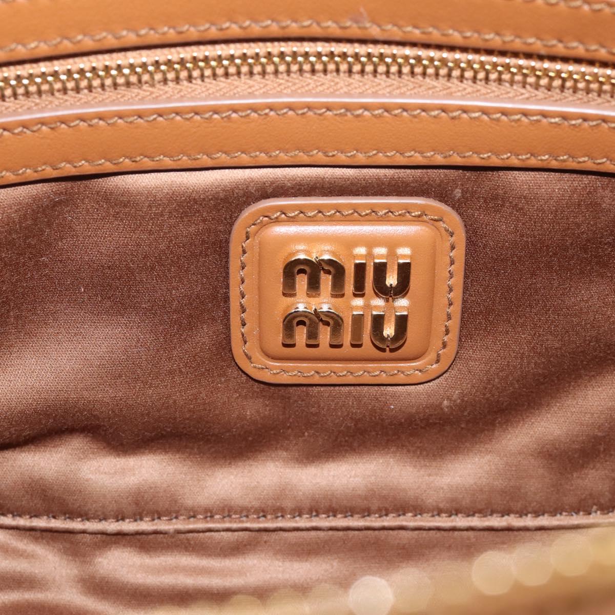 Miu Miu Arkady Hand Bag Leather 2way Brown Gold Auth 208552M
