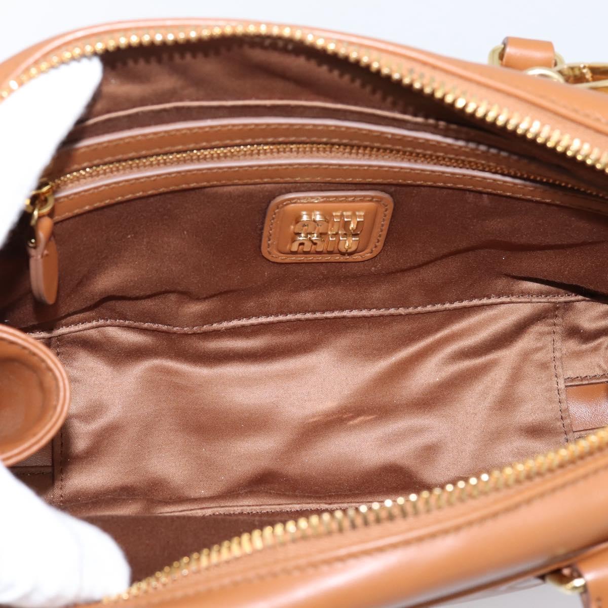 Miu Miu Arkady Hand Bag Leather 2way Brown Gold Auth 208552M
